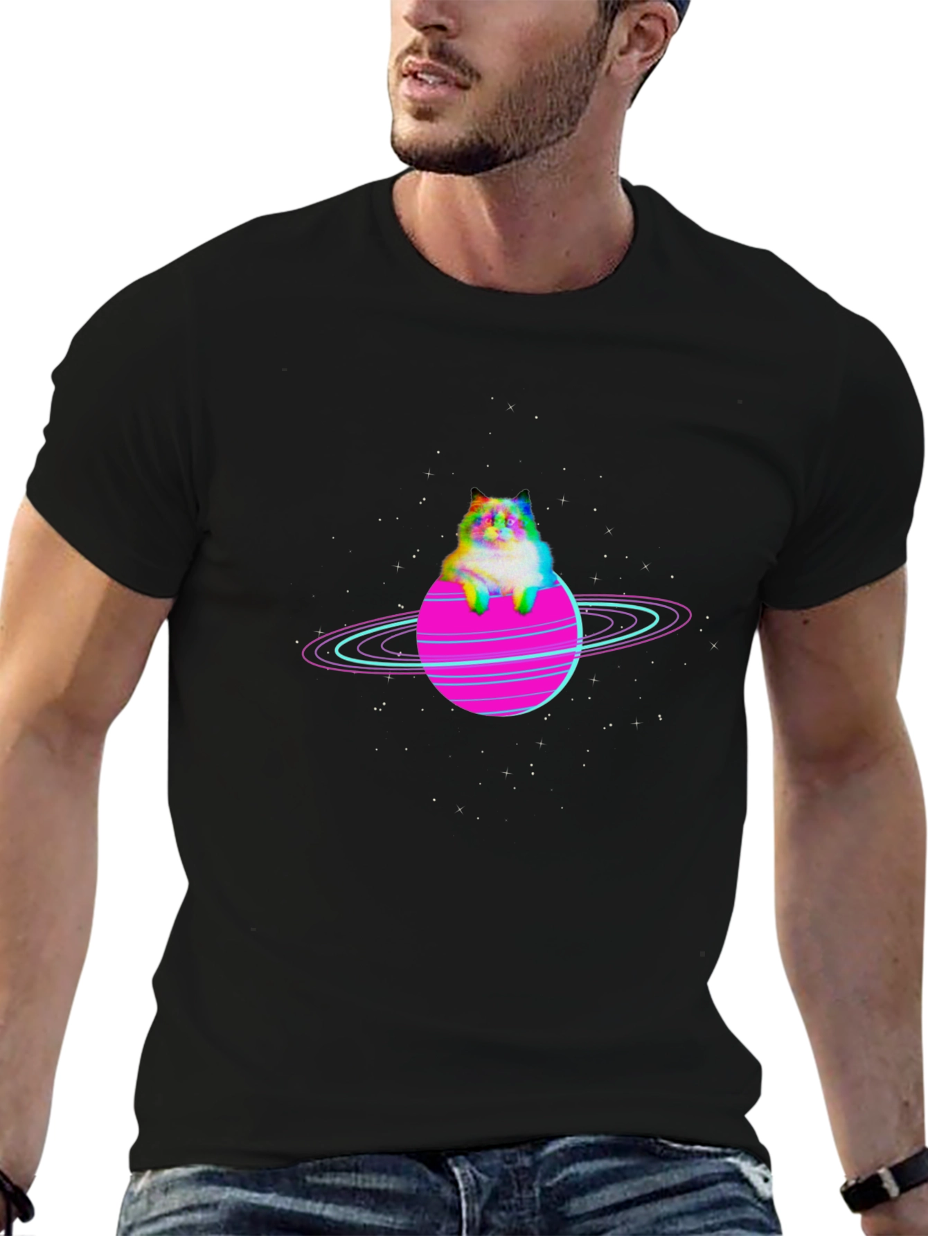 Cosmic Cat Planet Graphic Tee