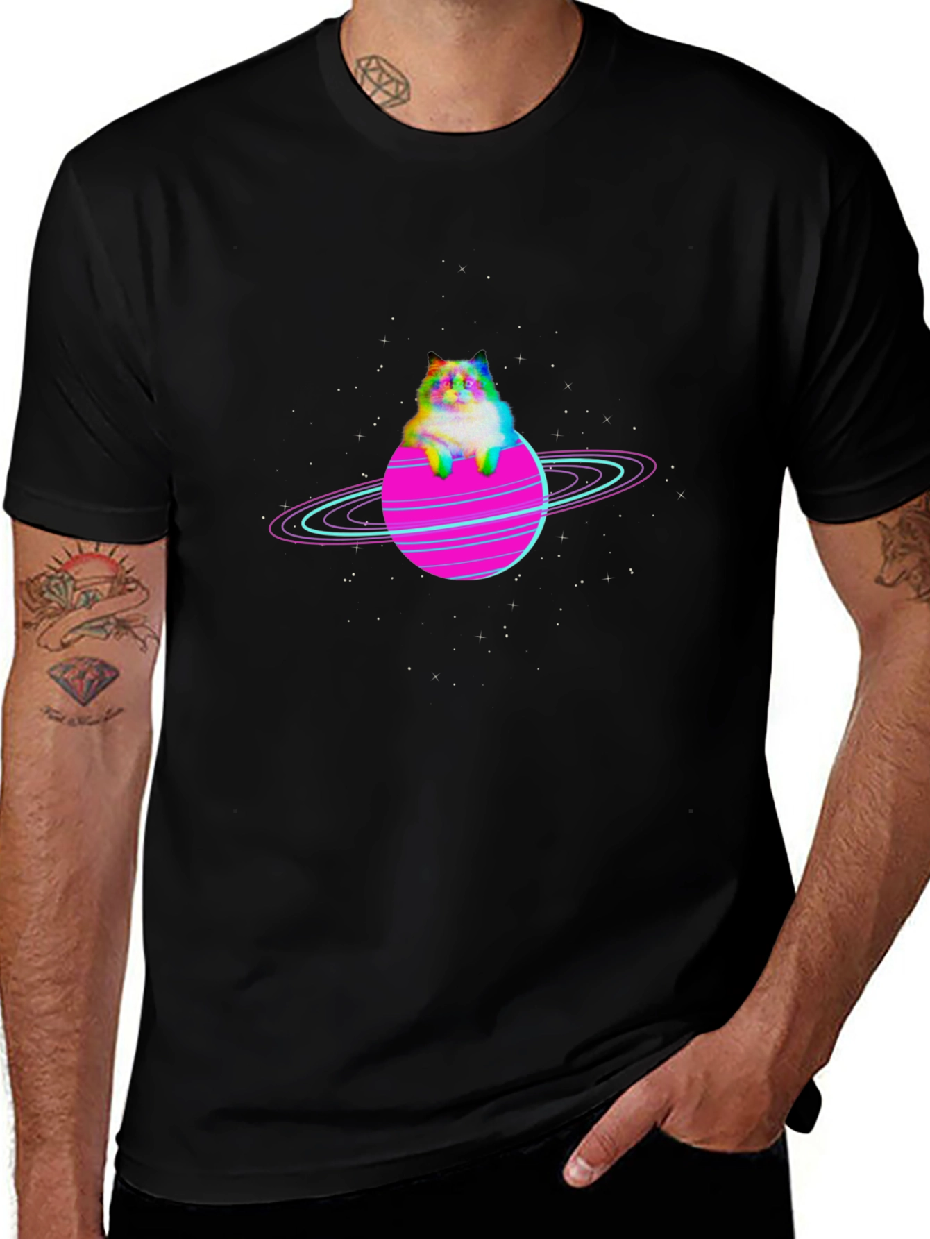 Cosmic Cat Planet Graphic Tee