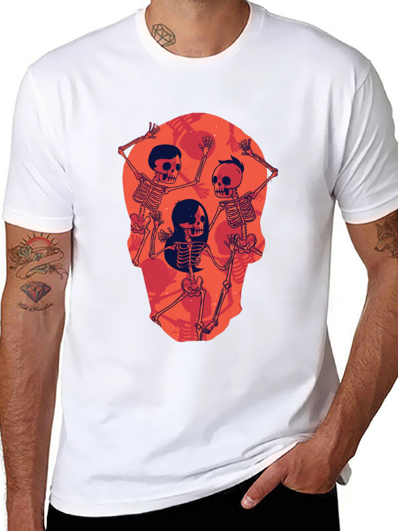 Skull Skeleton Graphic Print Tee