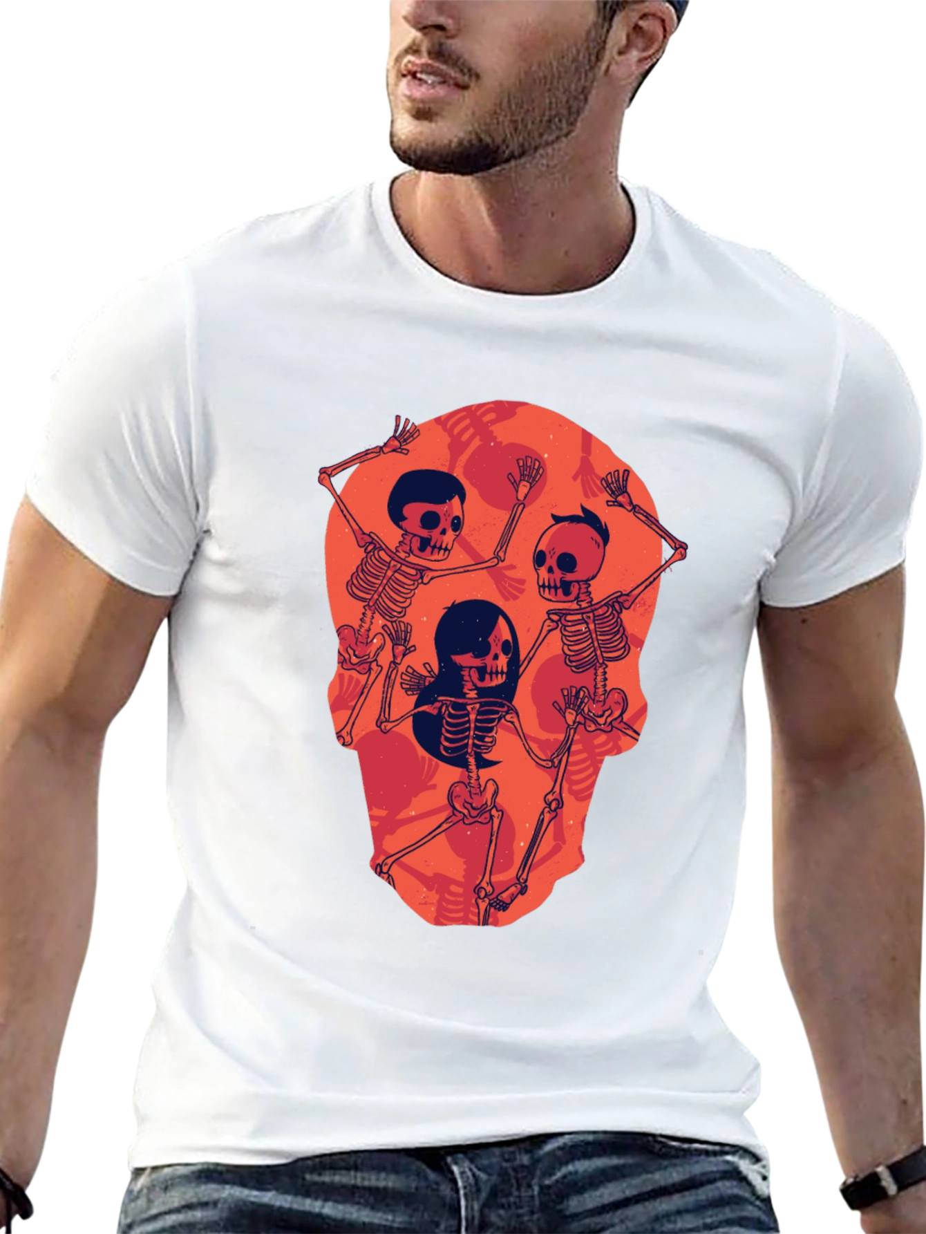 Skull Skeleton Graphic Print Tee