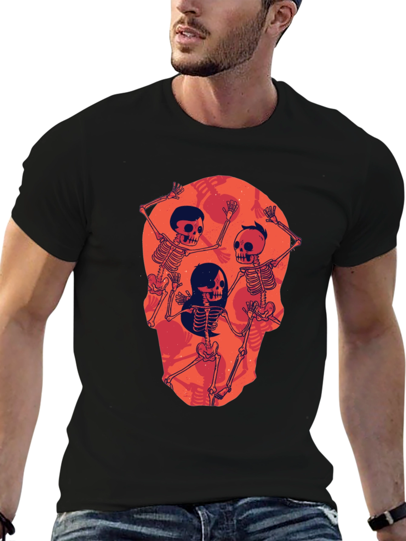 Skull Skeleton Graphic Print Tee