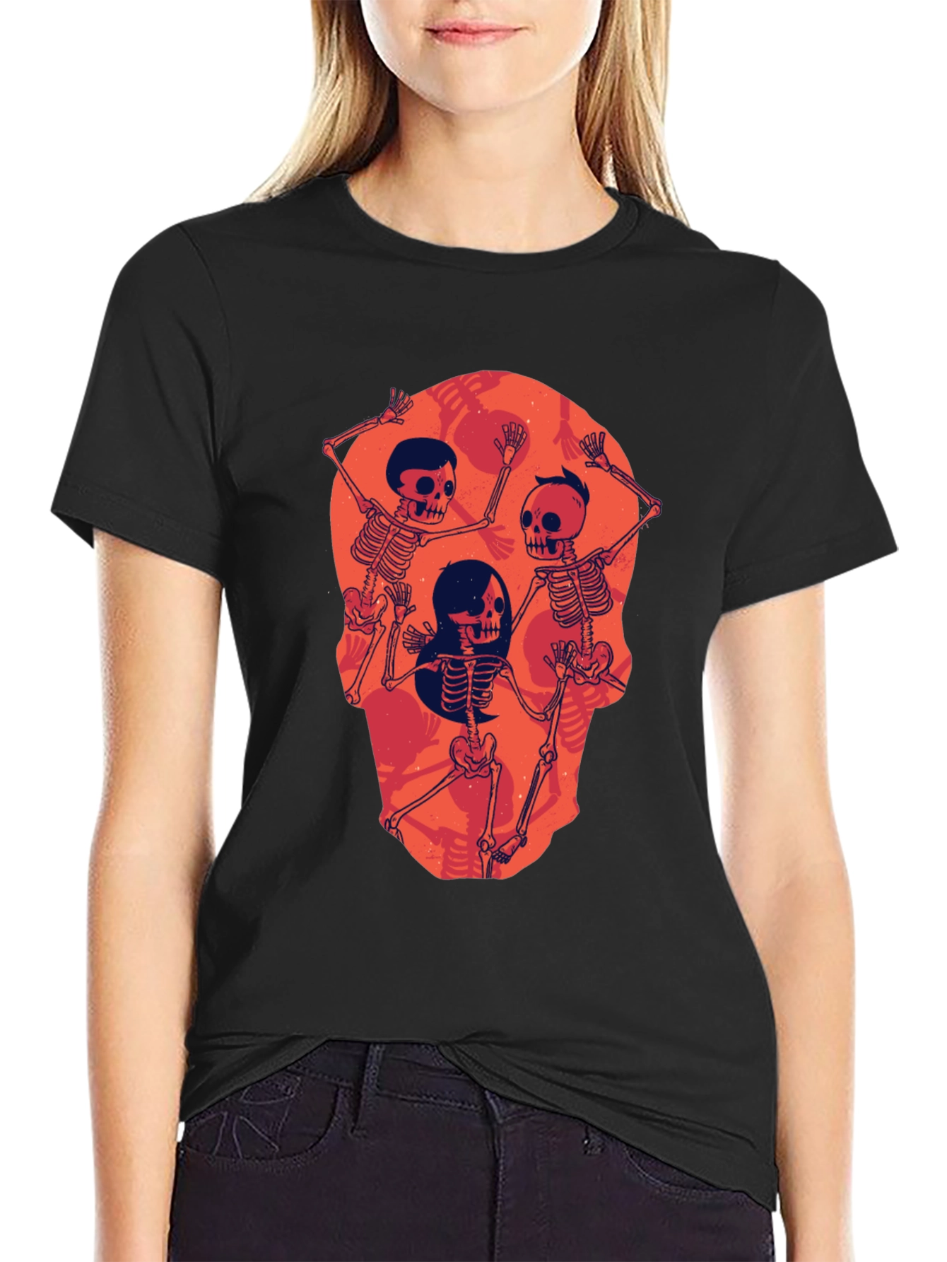 Skull Skeleton Graphic Print Tee