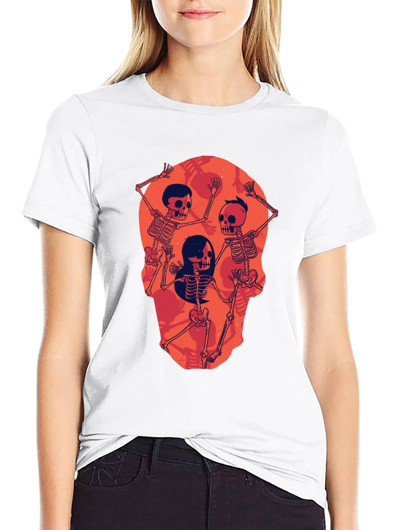 Skull Skeleton Graphic Print Tee