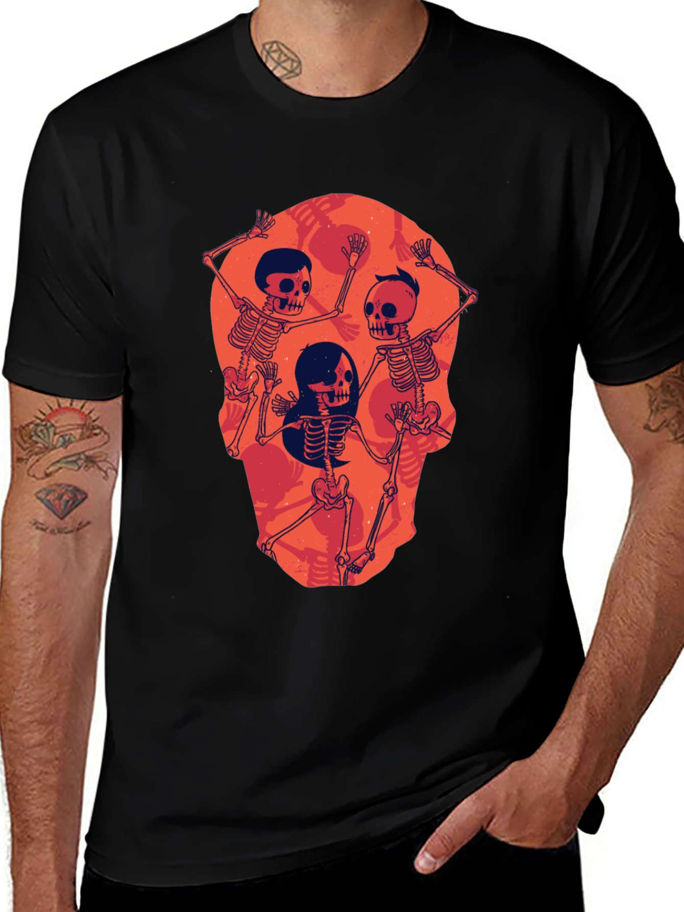 Skull Skeleton Graphic Print Tee