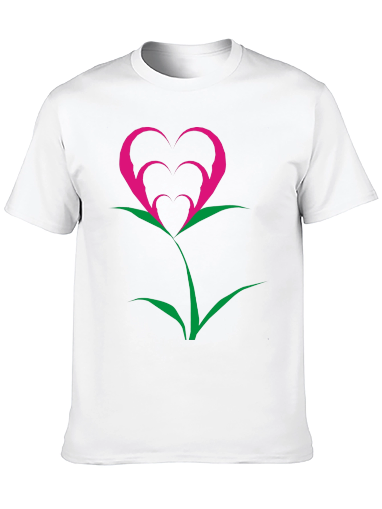 Heart Flower Graphic Tee - Black Cotton Blend