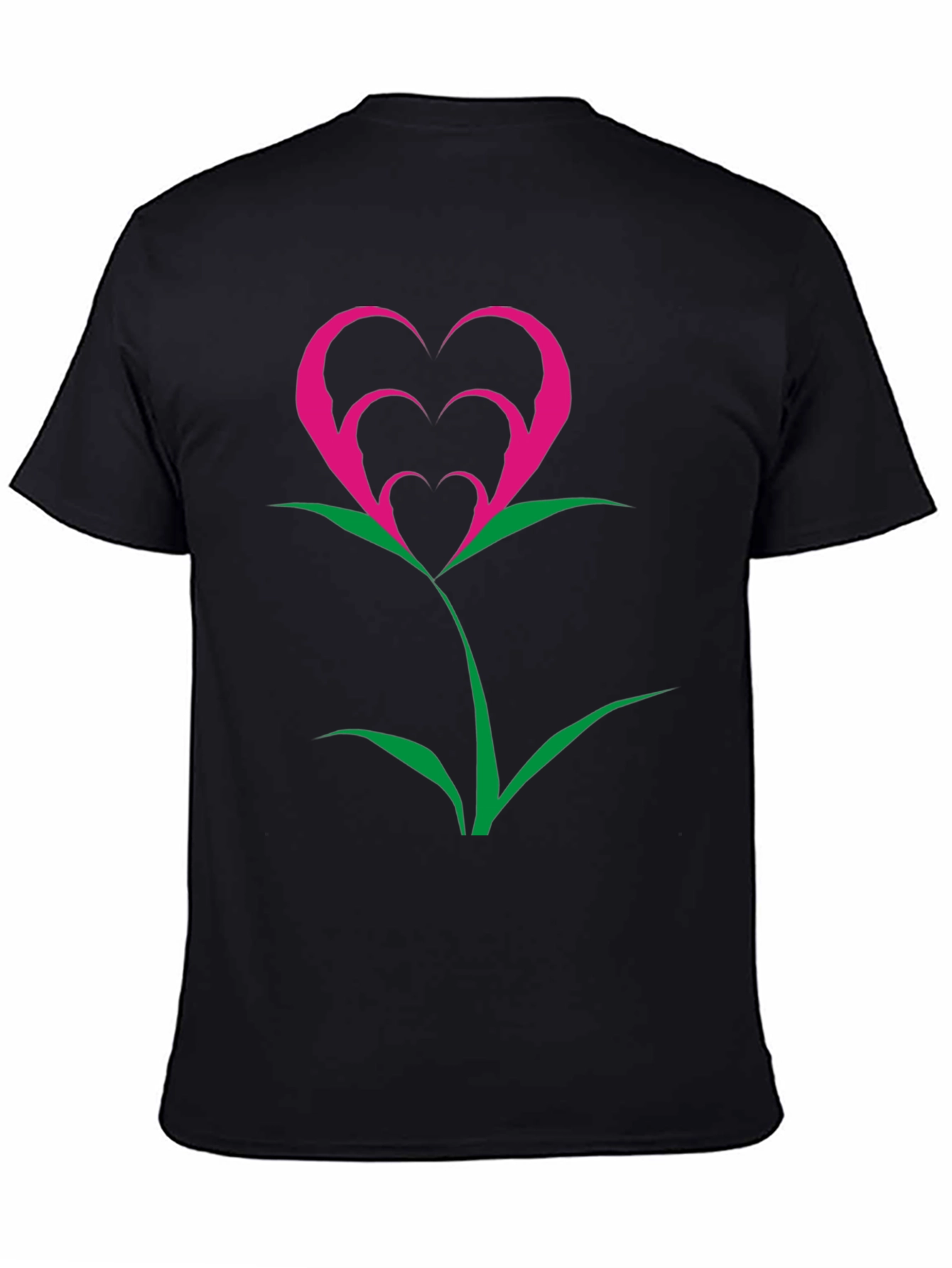 Heart Flower Graphic Tee - Black Cotton Blend