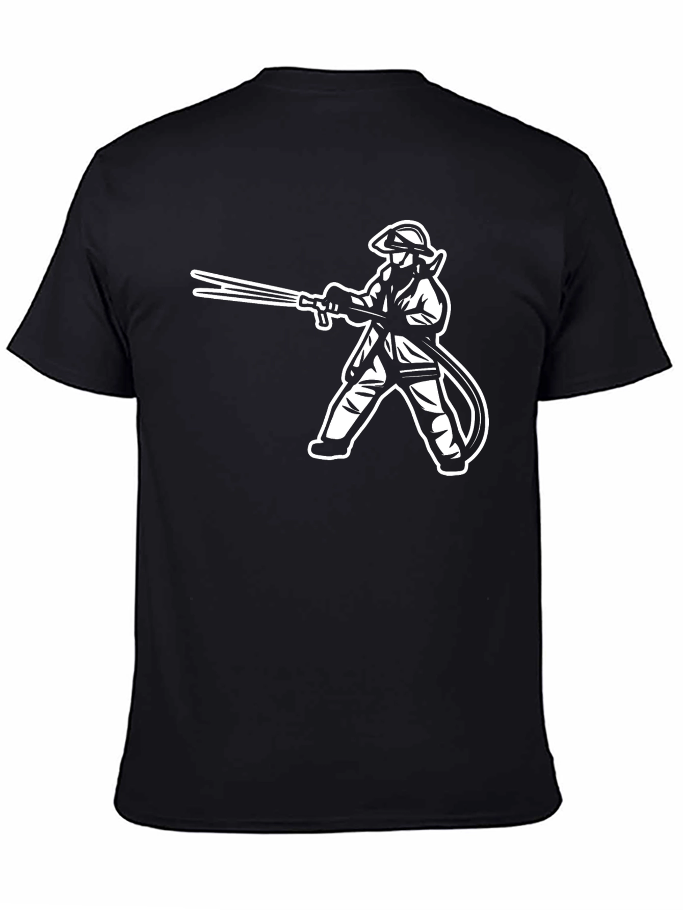 Firefighter Graphic T-Shirt - Black Crew Neck Tee