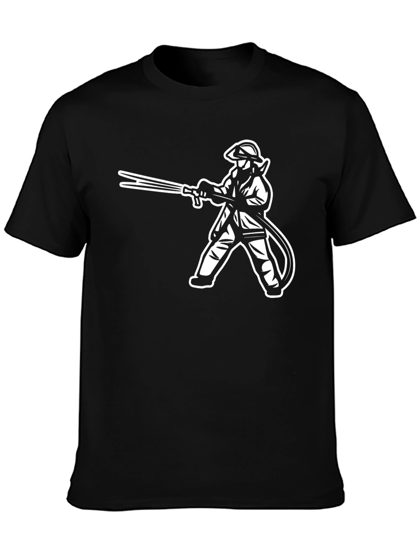 Firefighter Graphic T-Shirt - Black Crew Neck Tee