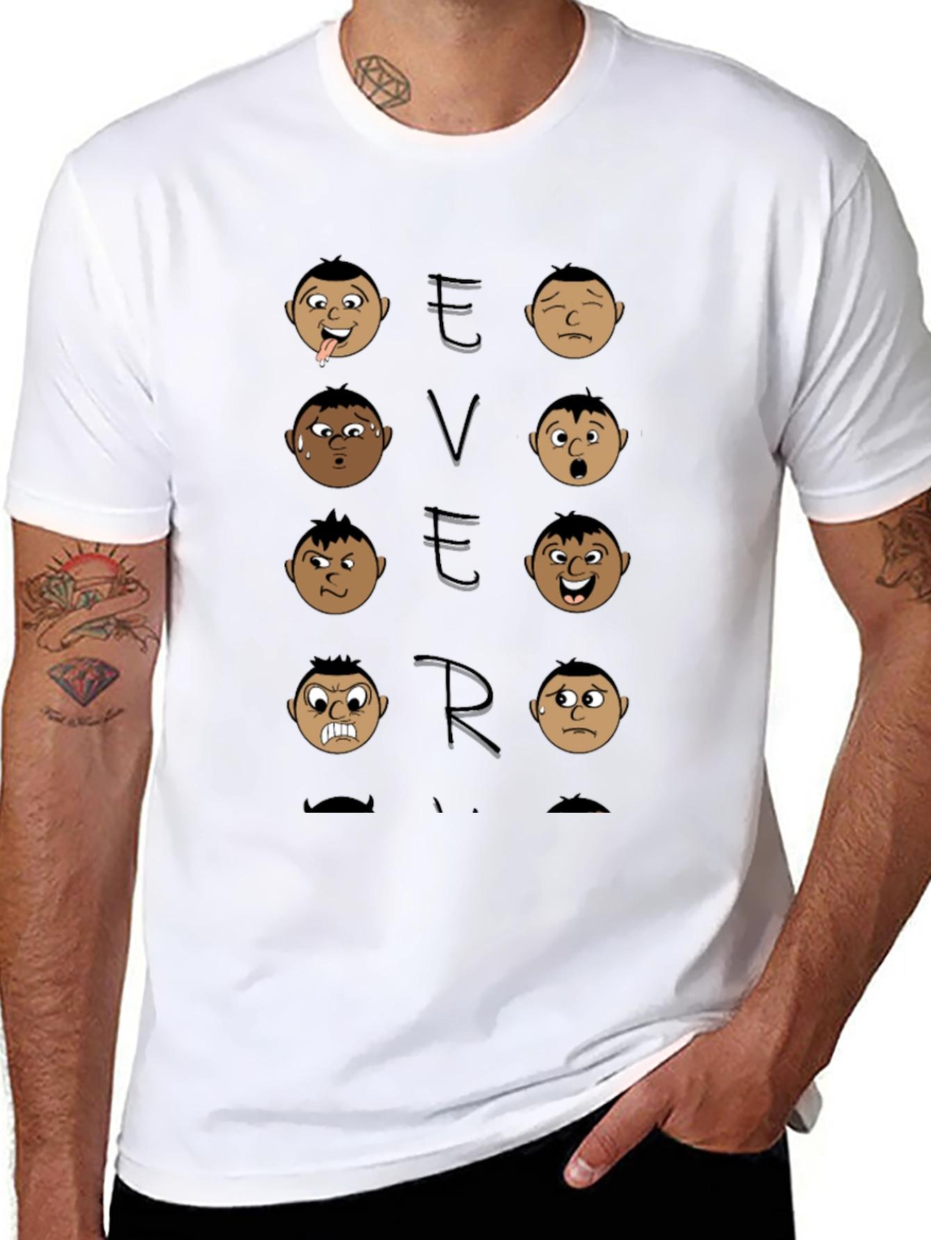 Expressive Faces Graphic T-Shirt - Black Cotton Tee