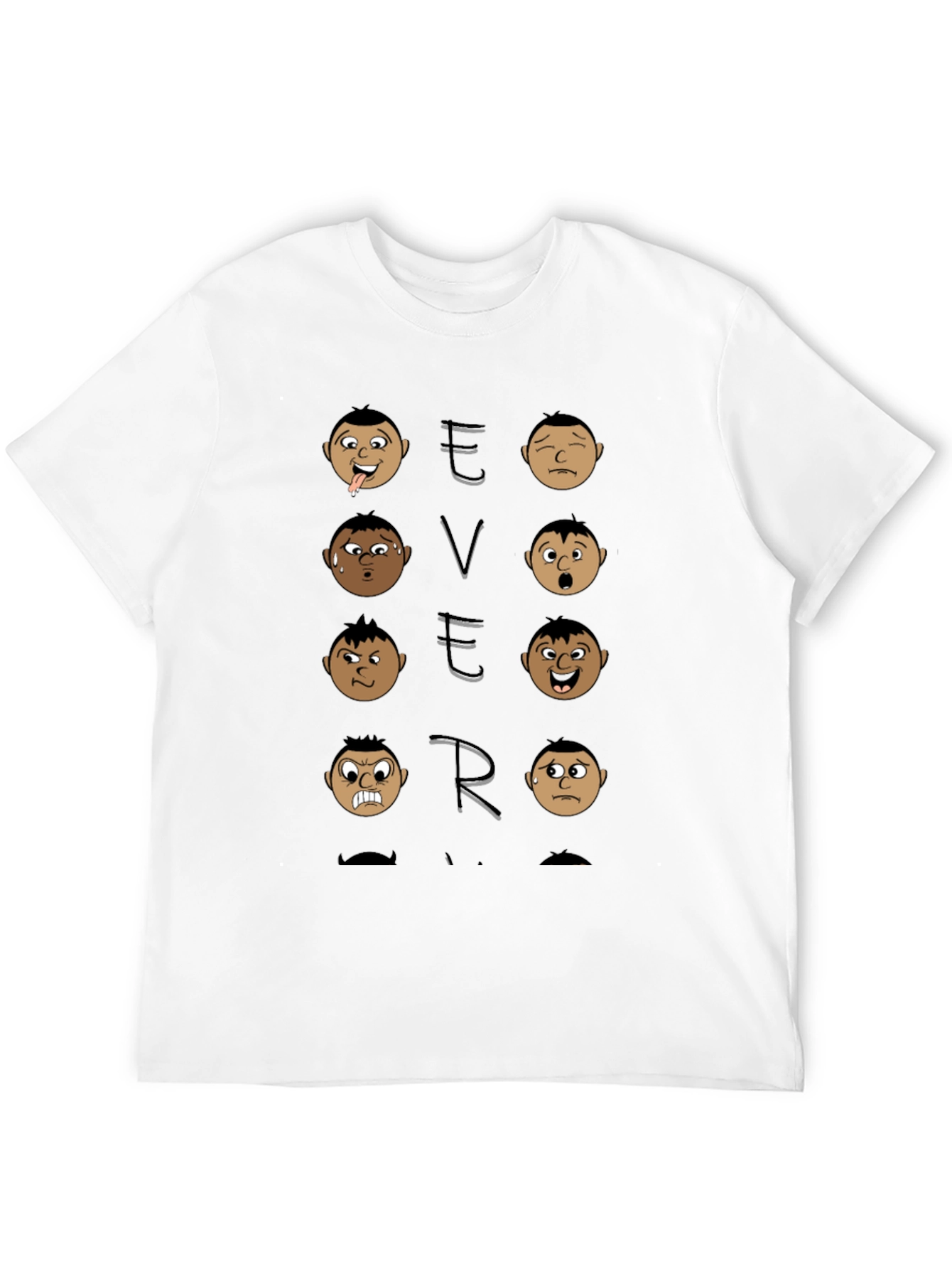 Expressive Faces Graphic T-Shirt - Black Cotton Tee