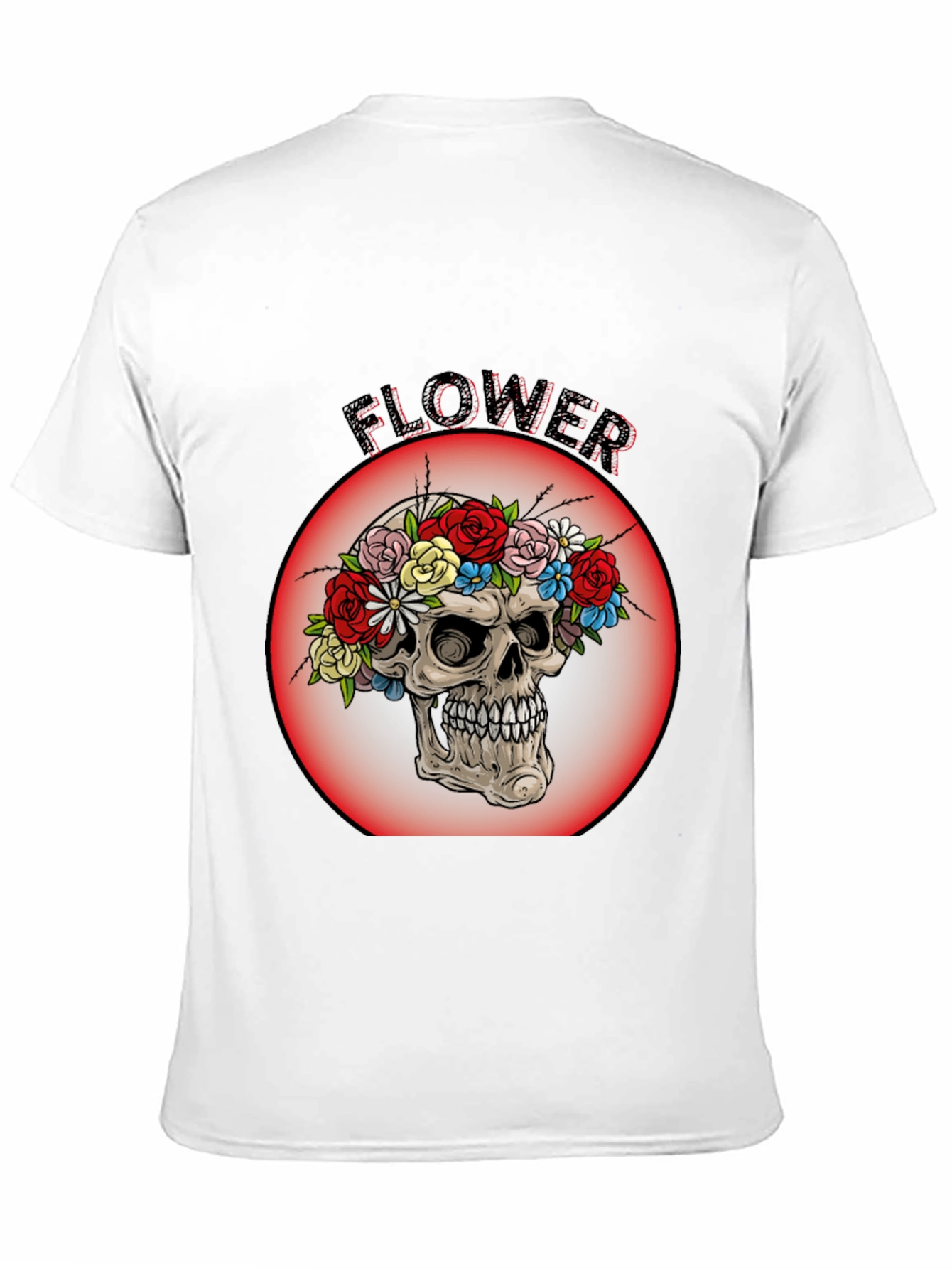 Floral Skull Graphic Tee - Mens Black T-Shirt