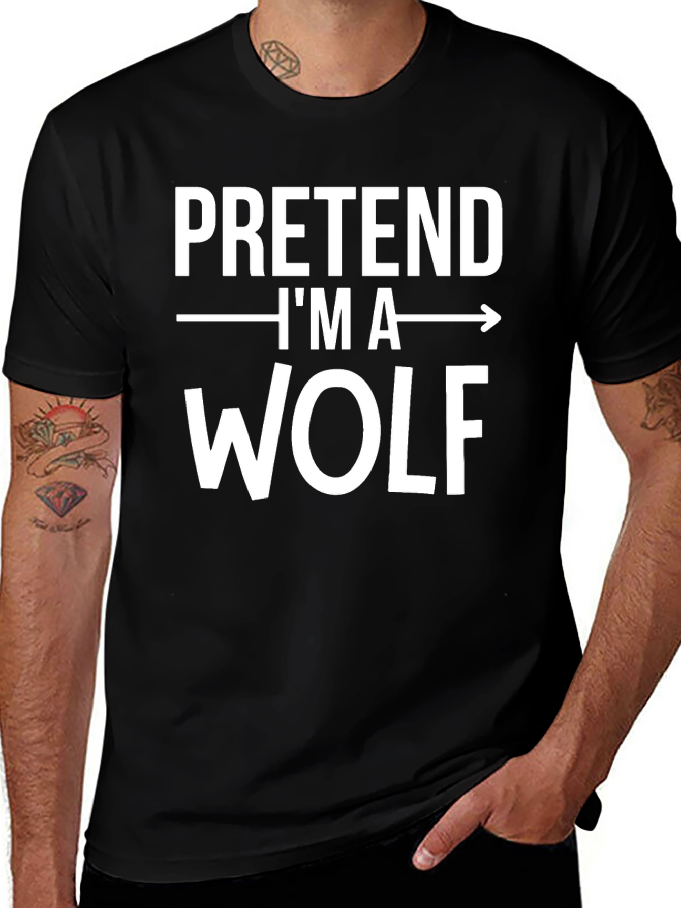 Pretend Im A Wolf Black Graphic Tee Shirt