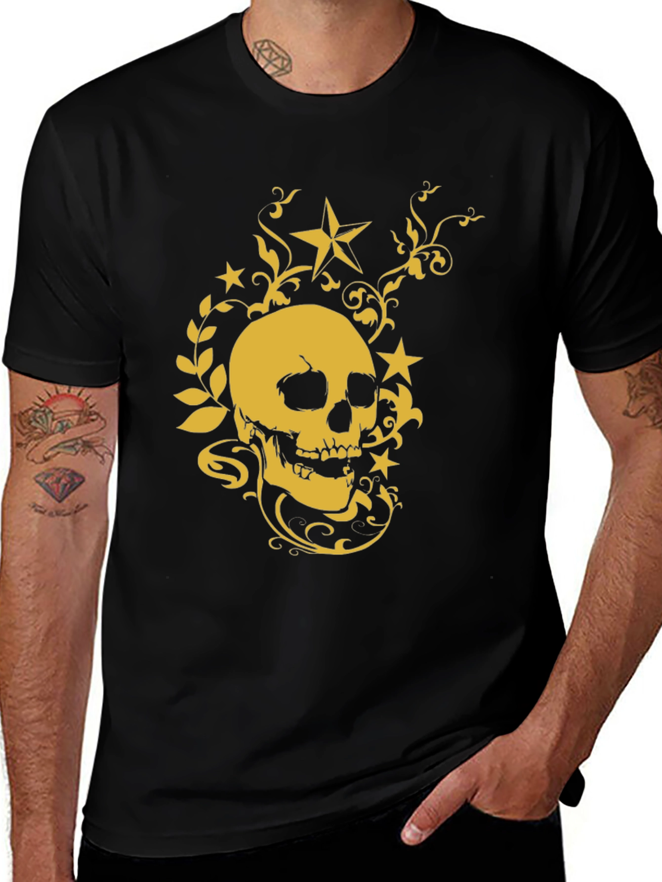 Skull & Star Graphic Tee - Stylish Black T-Shirt