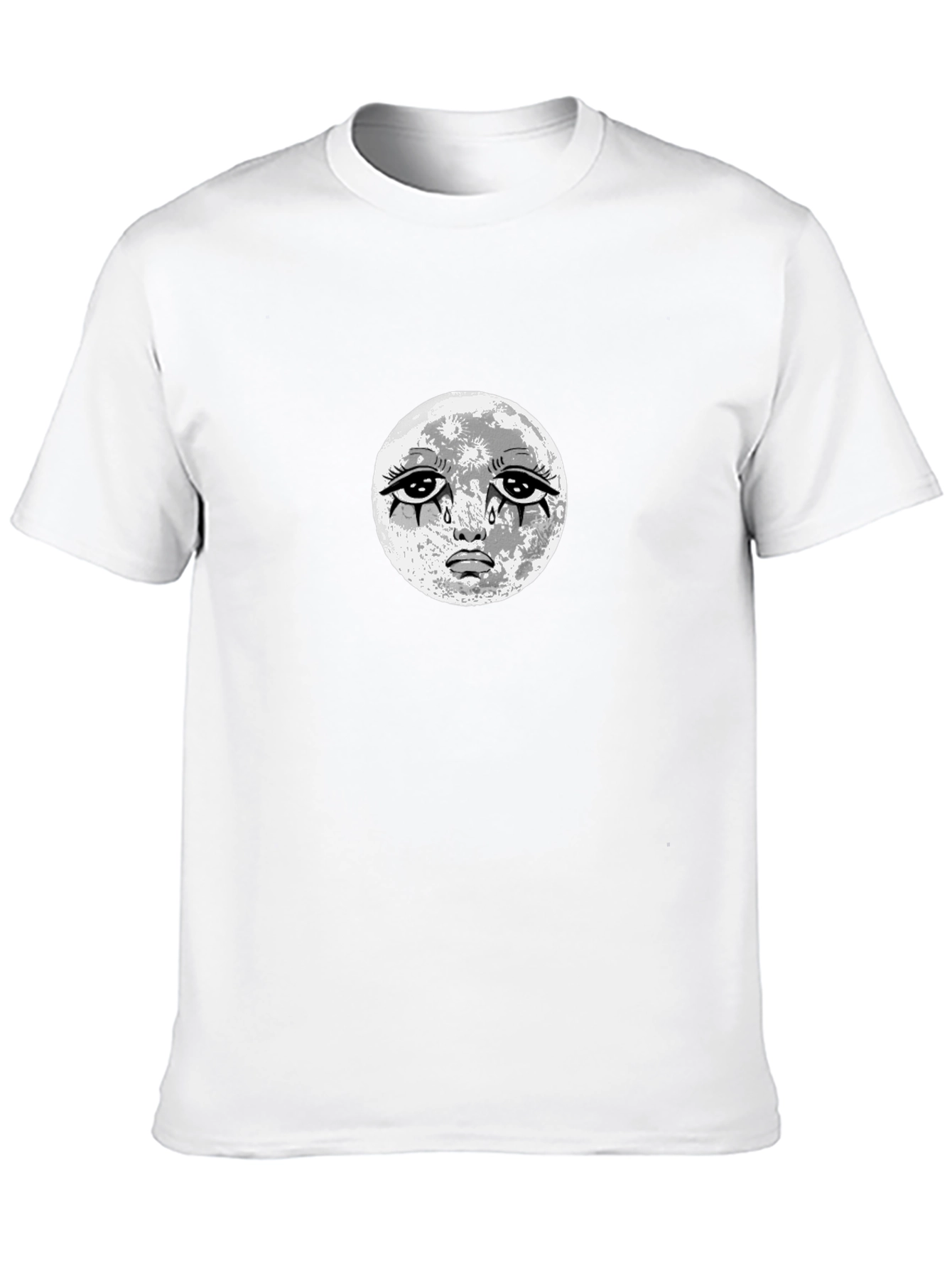 Sad Moon Graphic Black T-Shirt