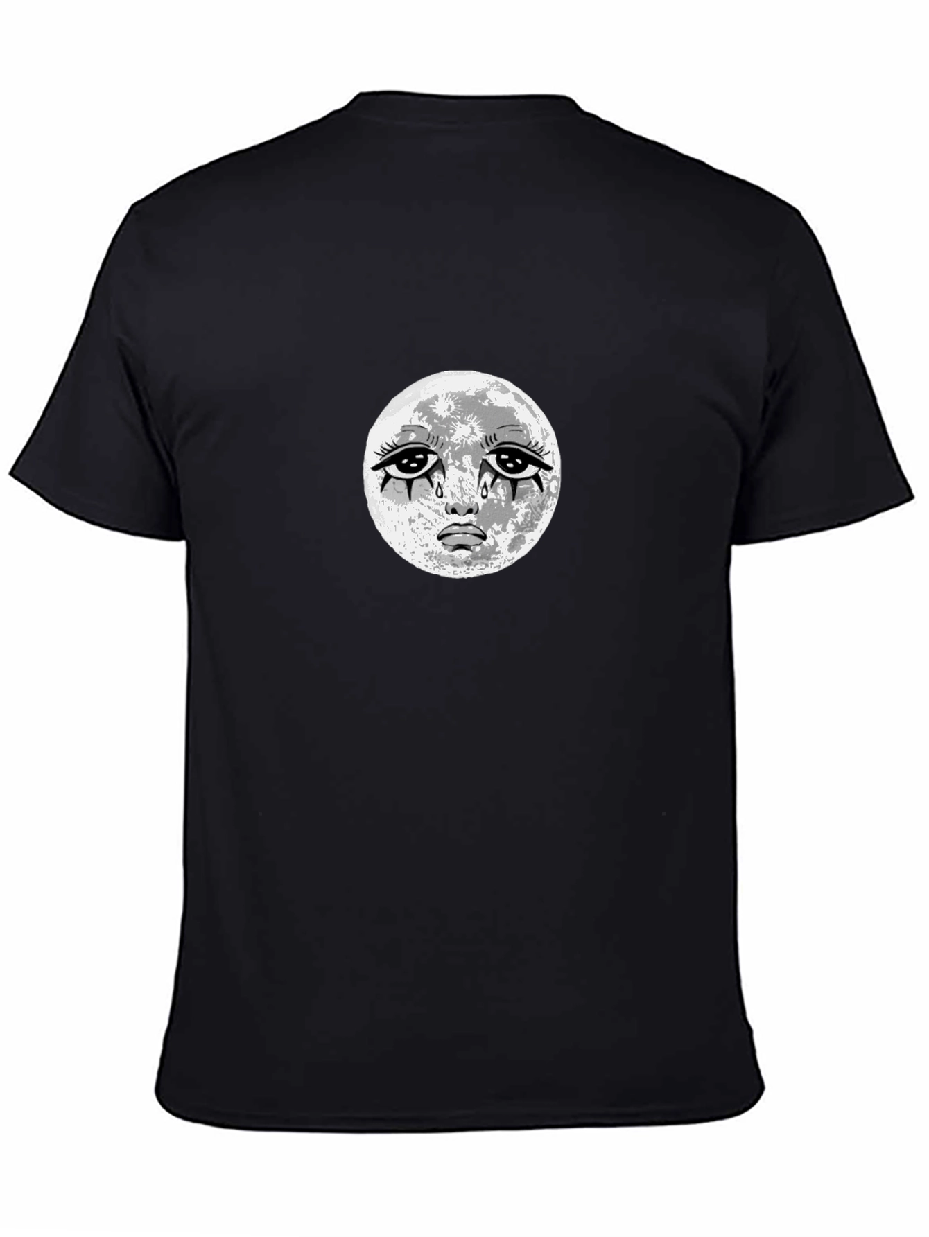 Sad Moon Graphic Black T-Shirt
