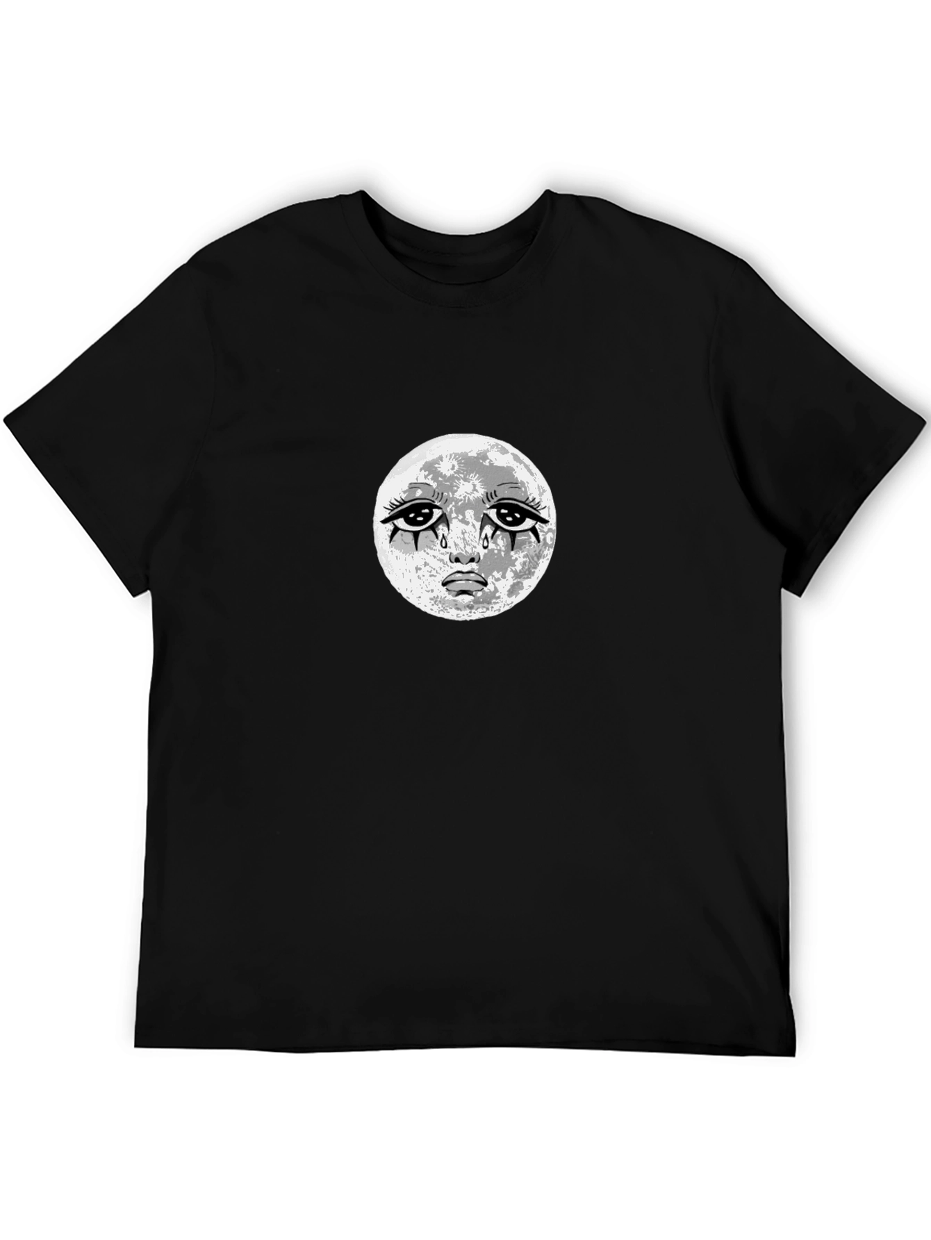 Sad Moon Graphic Black T-Shirt