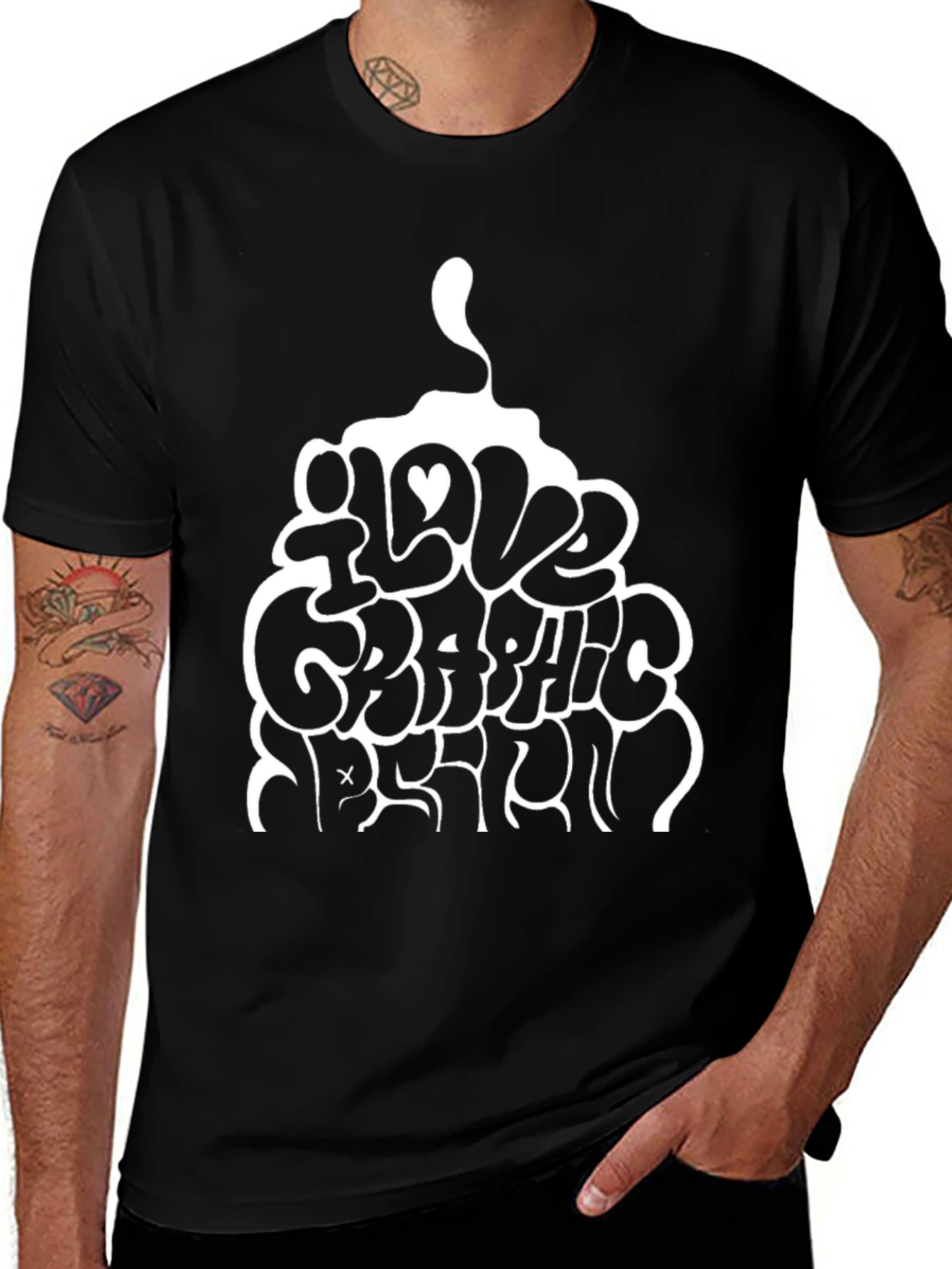 I Love Graphic Design Black T-Shirt