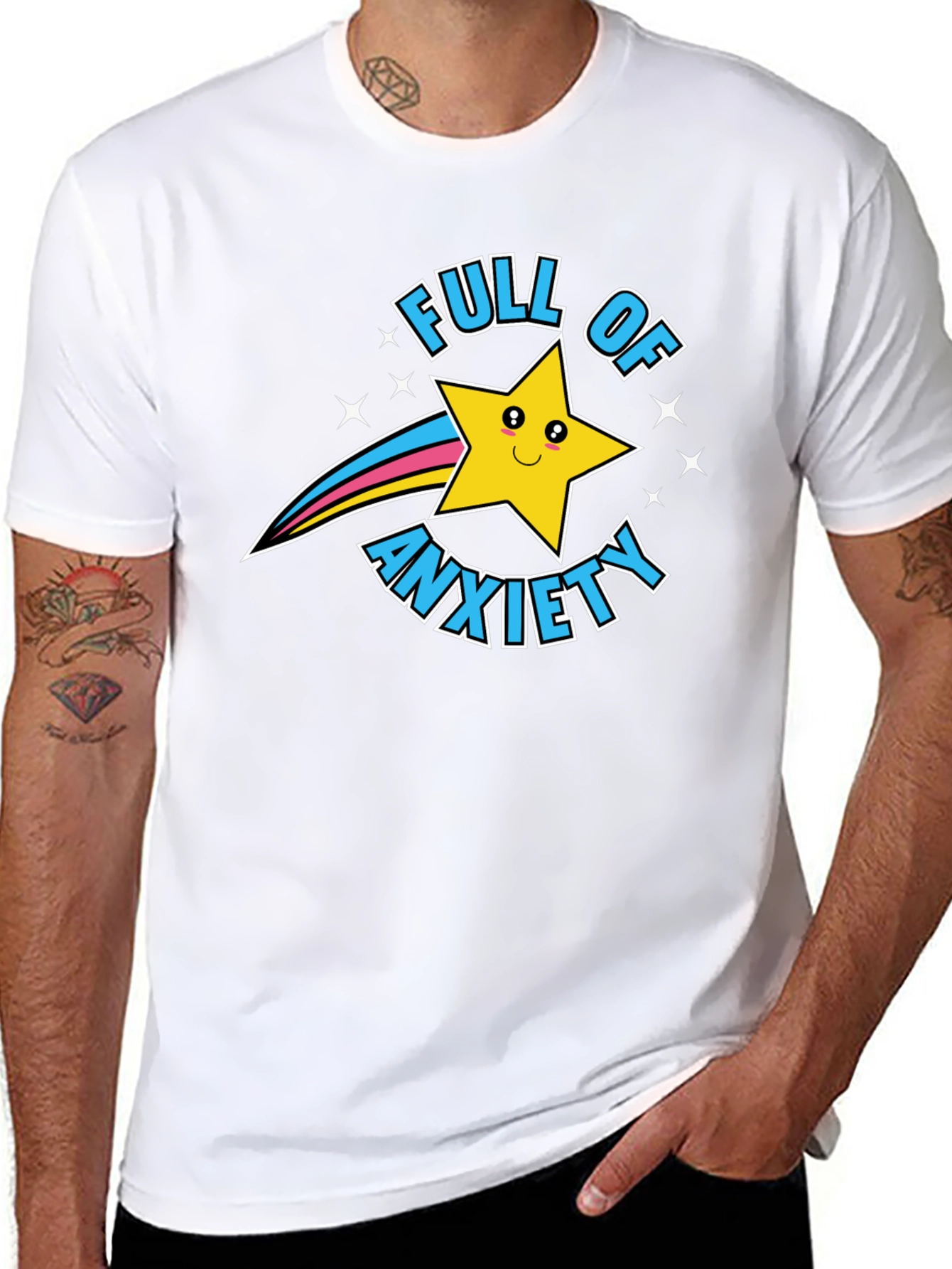 Full of Anxiety Graphic Print Crew Neck T-Shirt