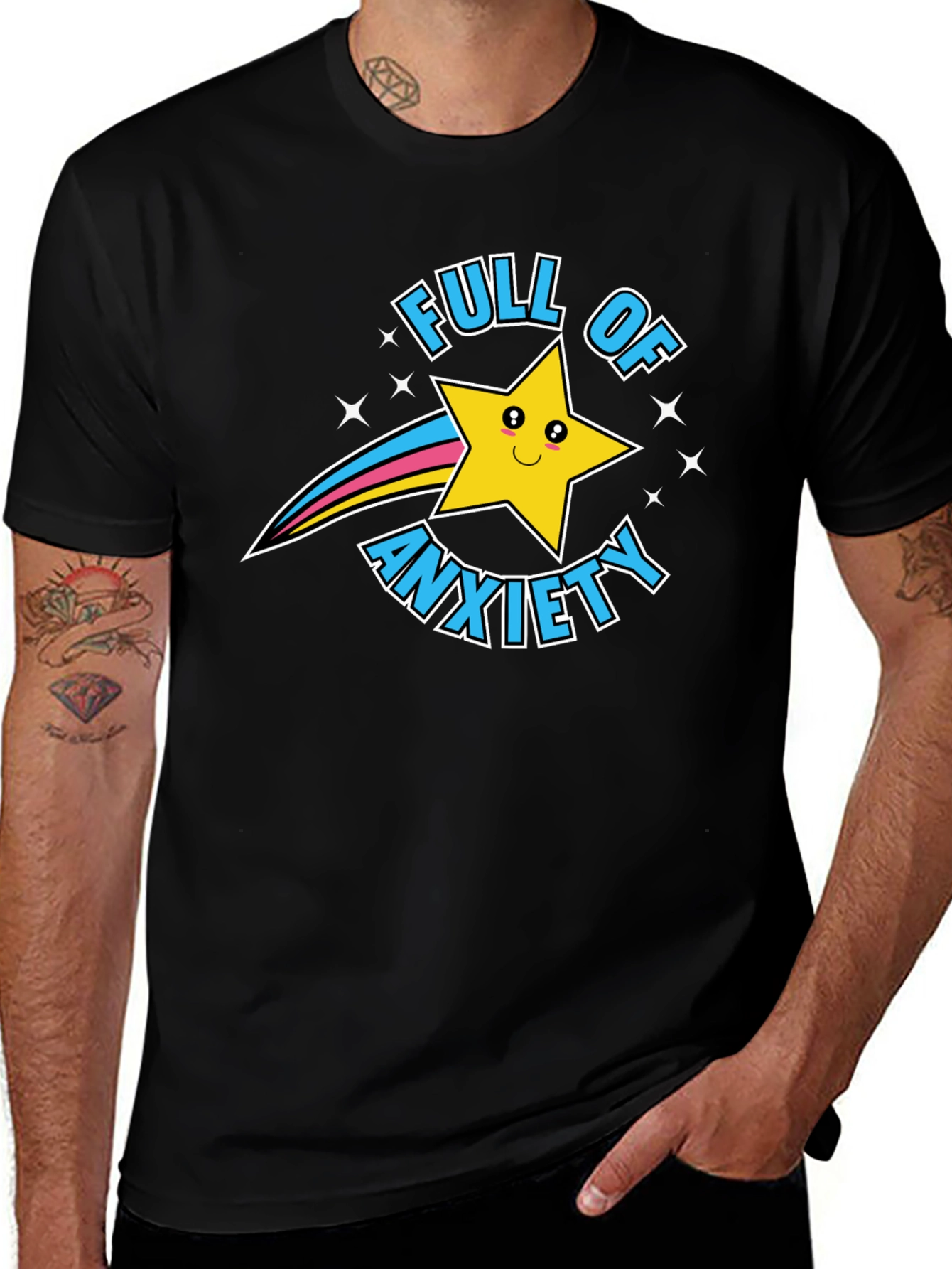 Full of Anxiety Graphic Print Crew Neck T-Shirt