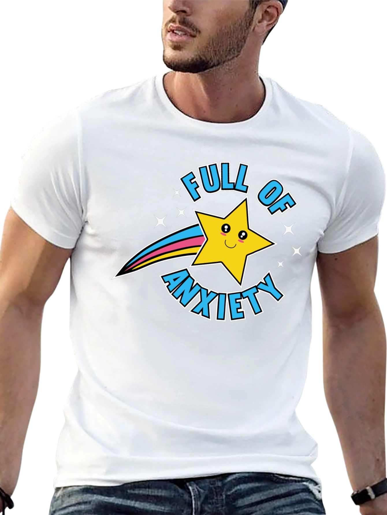 Full of Anxiety Graphic Print Crew Neck T-Shirt