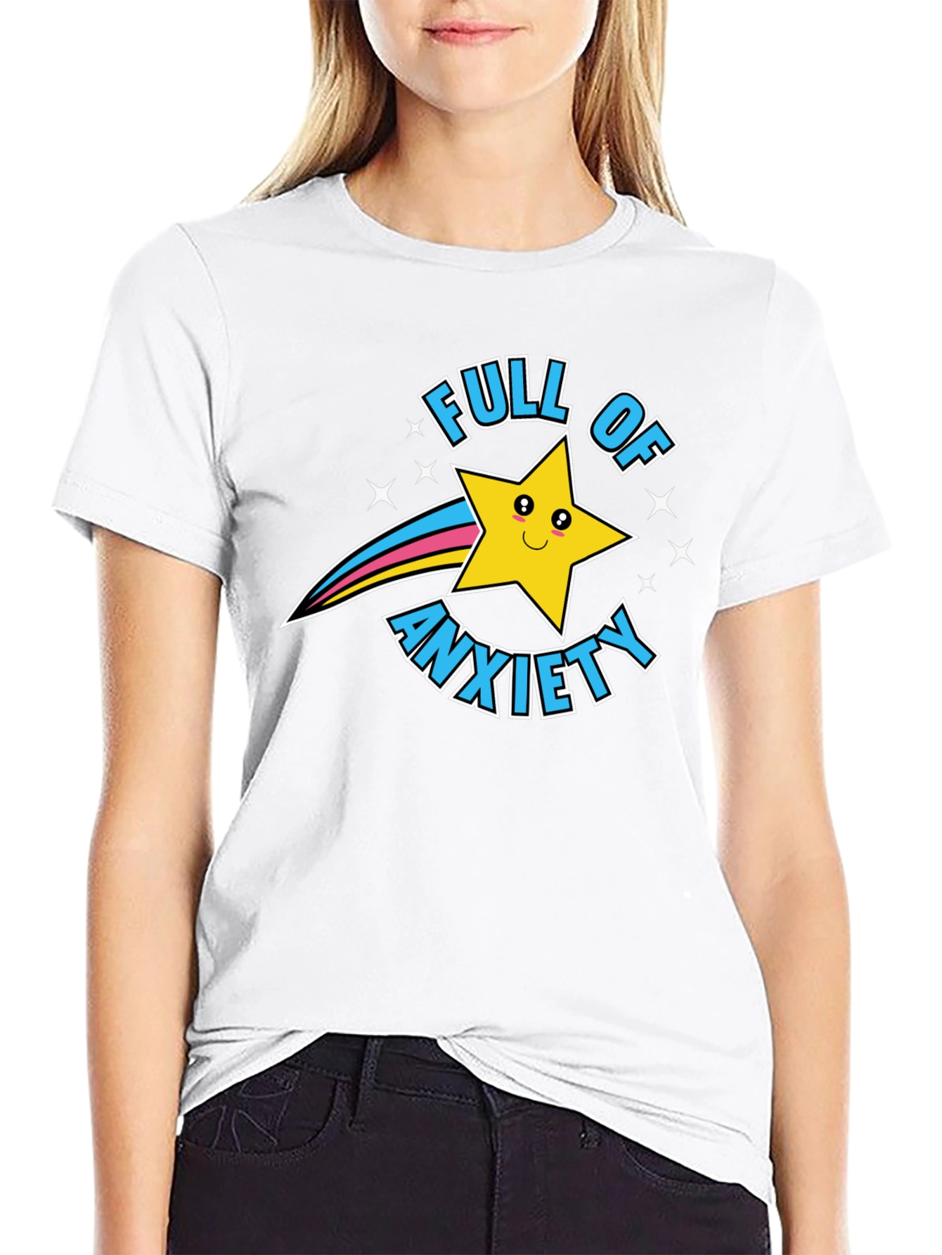 Full of Anxiety Graphic Print Crew Neck T-Shirt