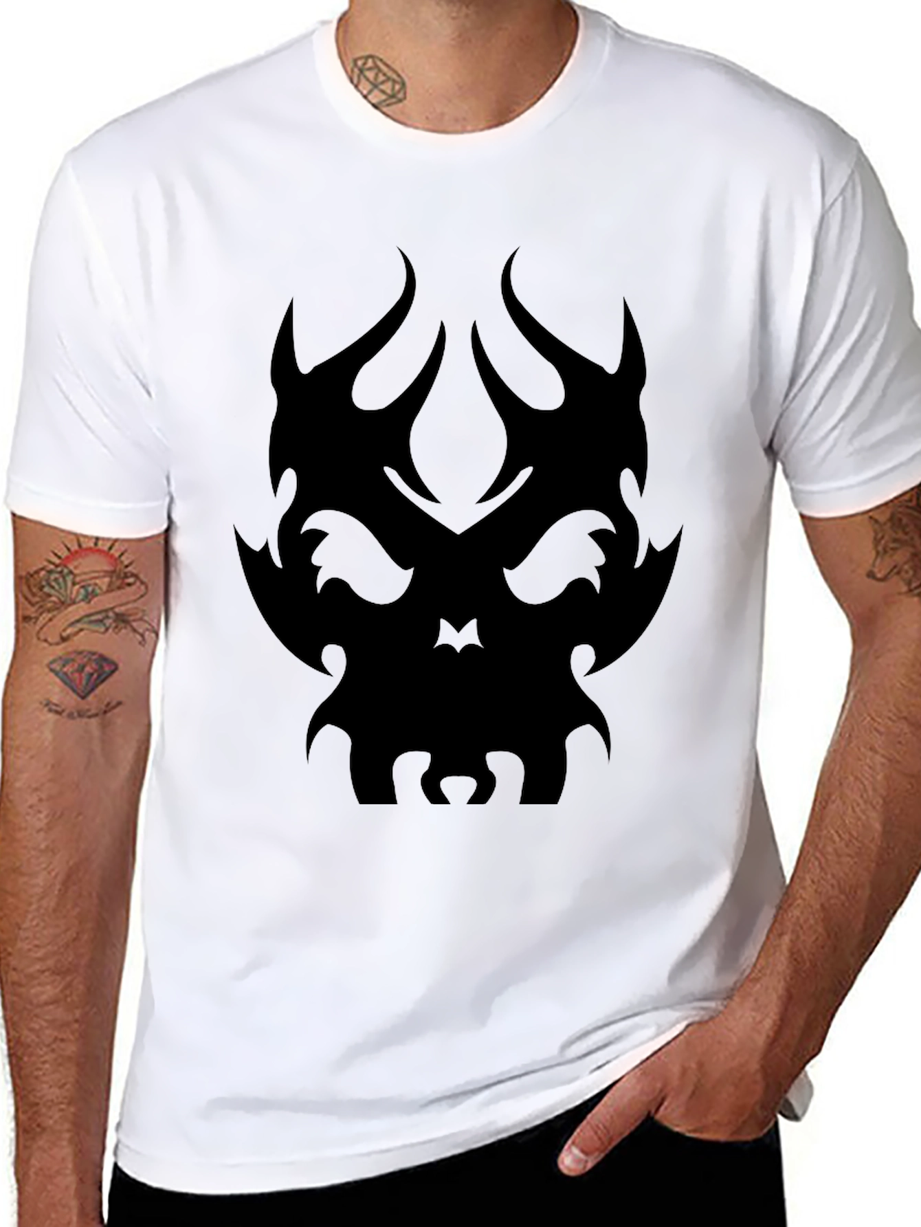 Skull Flame Graphic T-Shirt - Mens Black Tee