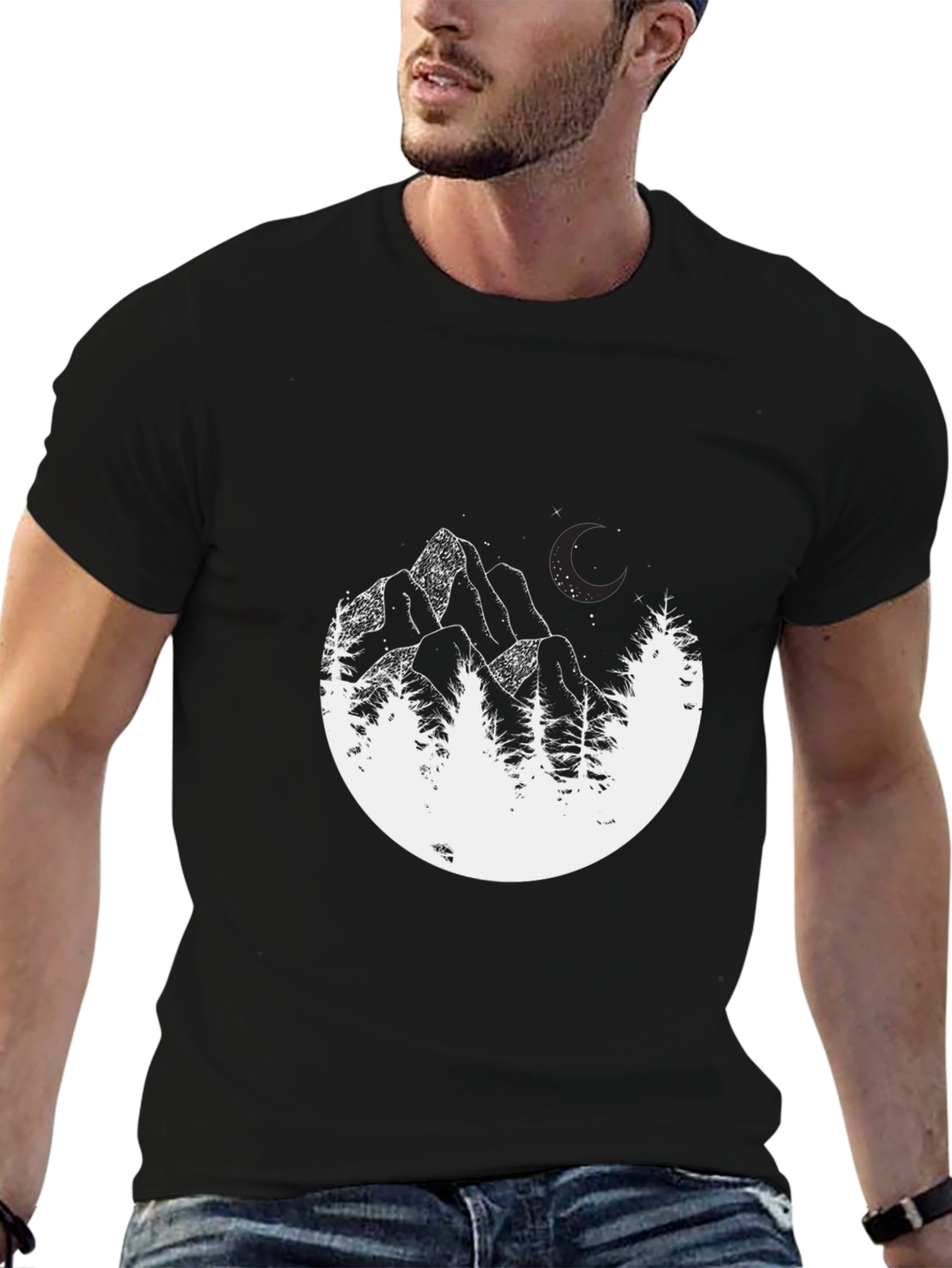 Mountainscape Graphic Tee - Black Cotton Blend