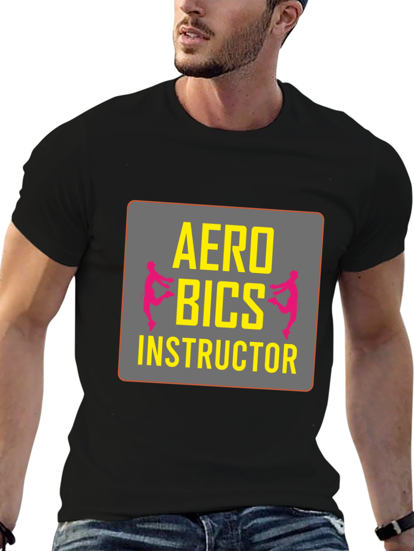 Aerobics Instructor Graphic T-Shirt - Black