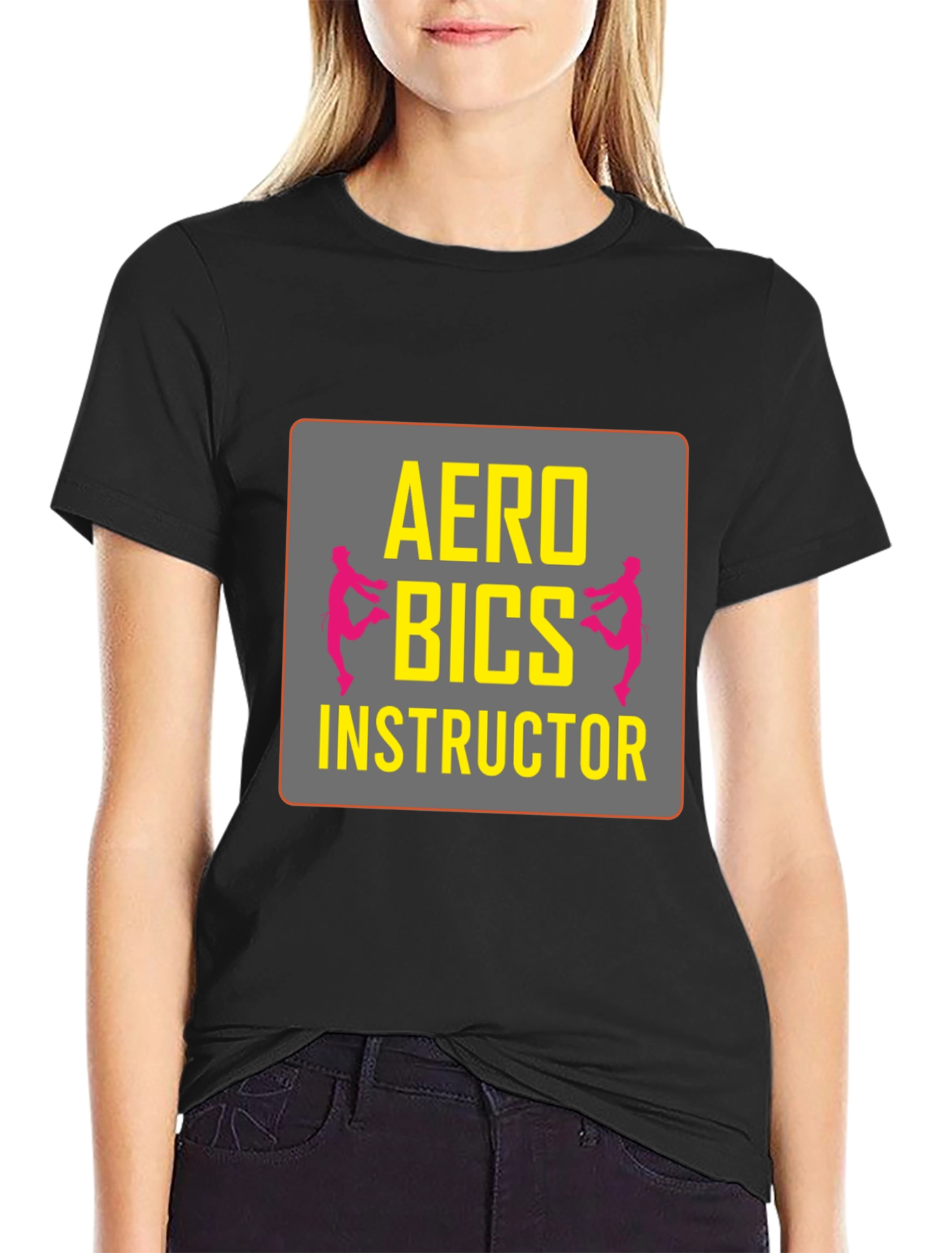 Aerobics Instructor Graphic T-Shirt - Black