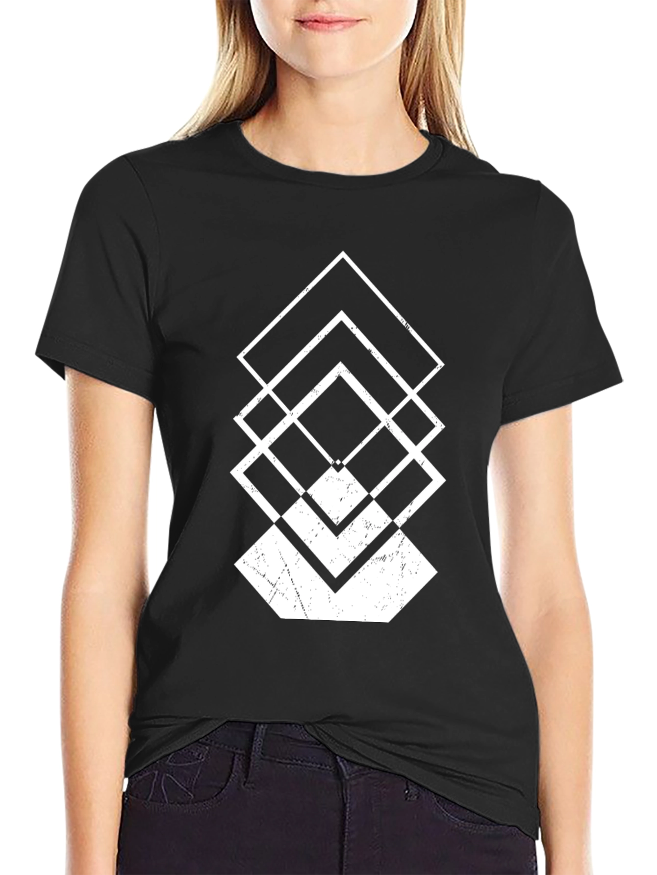 Abstract Geometric T-Shirt - Black
