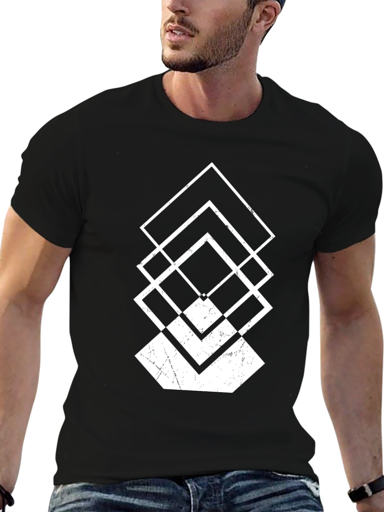 Abstract Geometric T-Shirt - Black