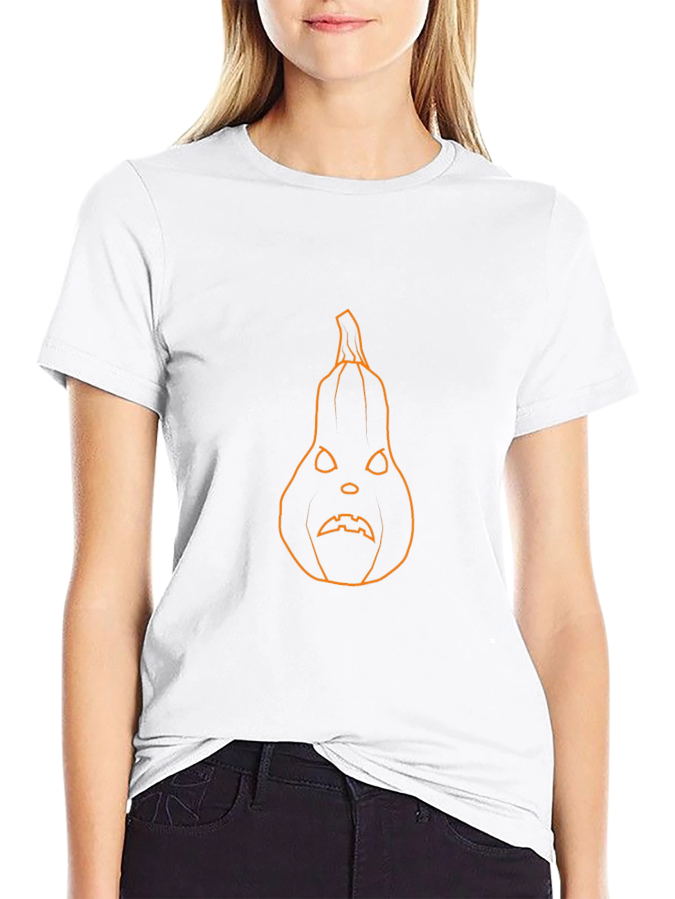 Halloween Pumpkin Face Graphic Tee - Mens Black T-Shirt