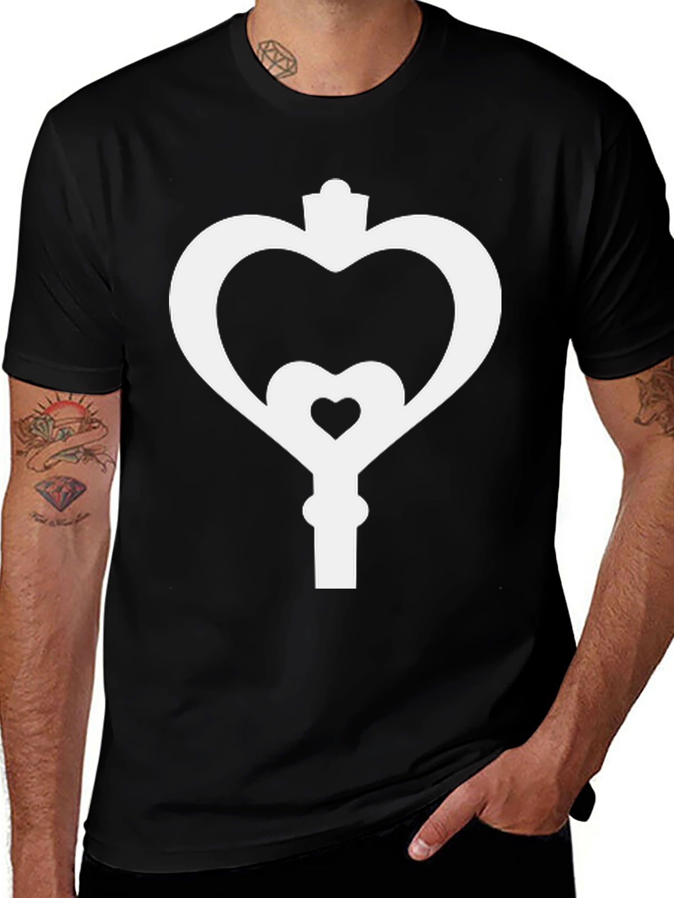 Heart Key Black Tee - Unlock Your Style