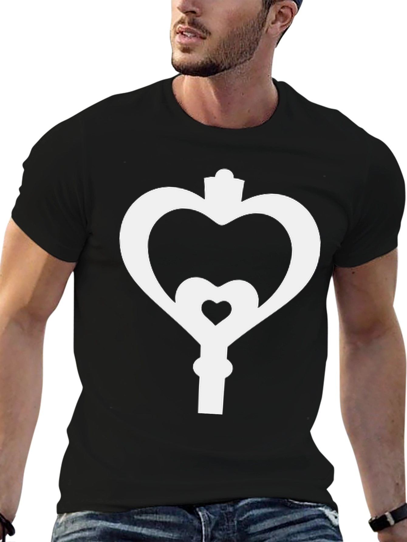 Heart Key Black Tee - Unlock Your Style