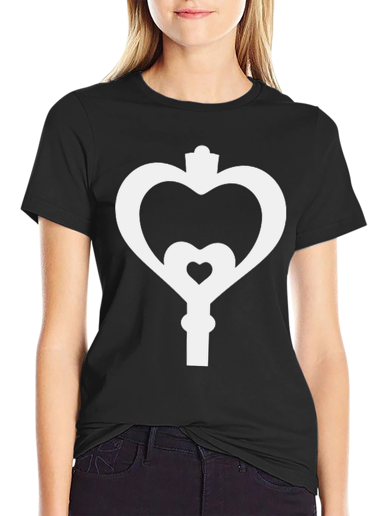 Heart Key Black Tee - Unlock Your Style