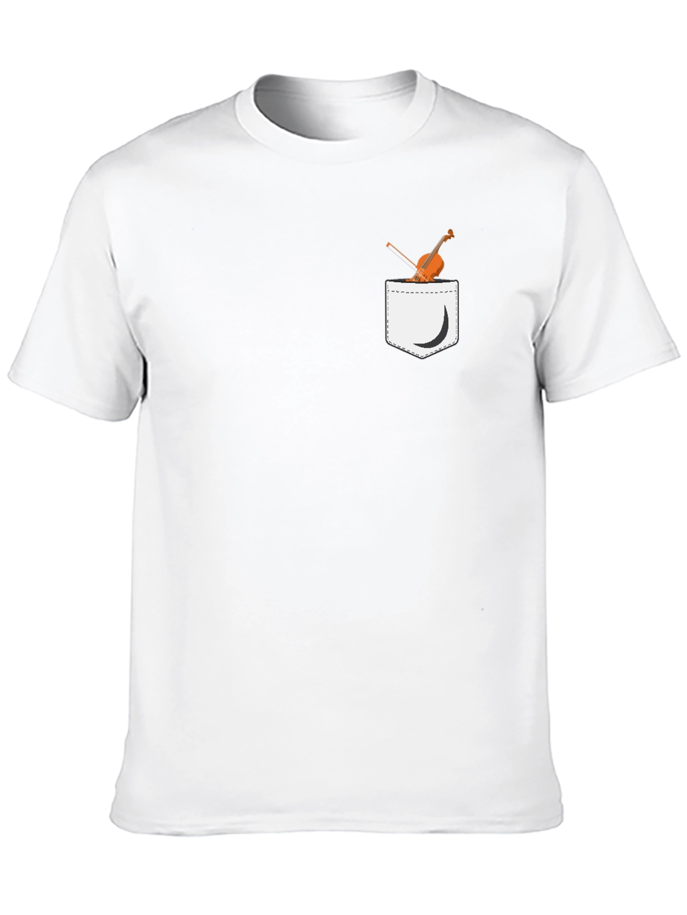 Violin Pocket Print Black T-Shirt - Unique Musical Tee