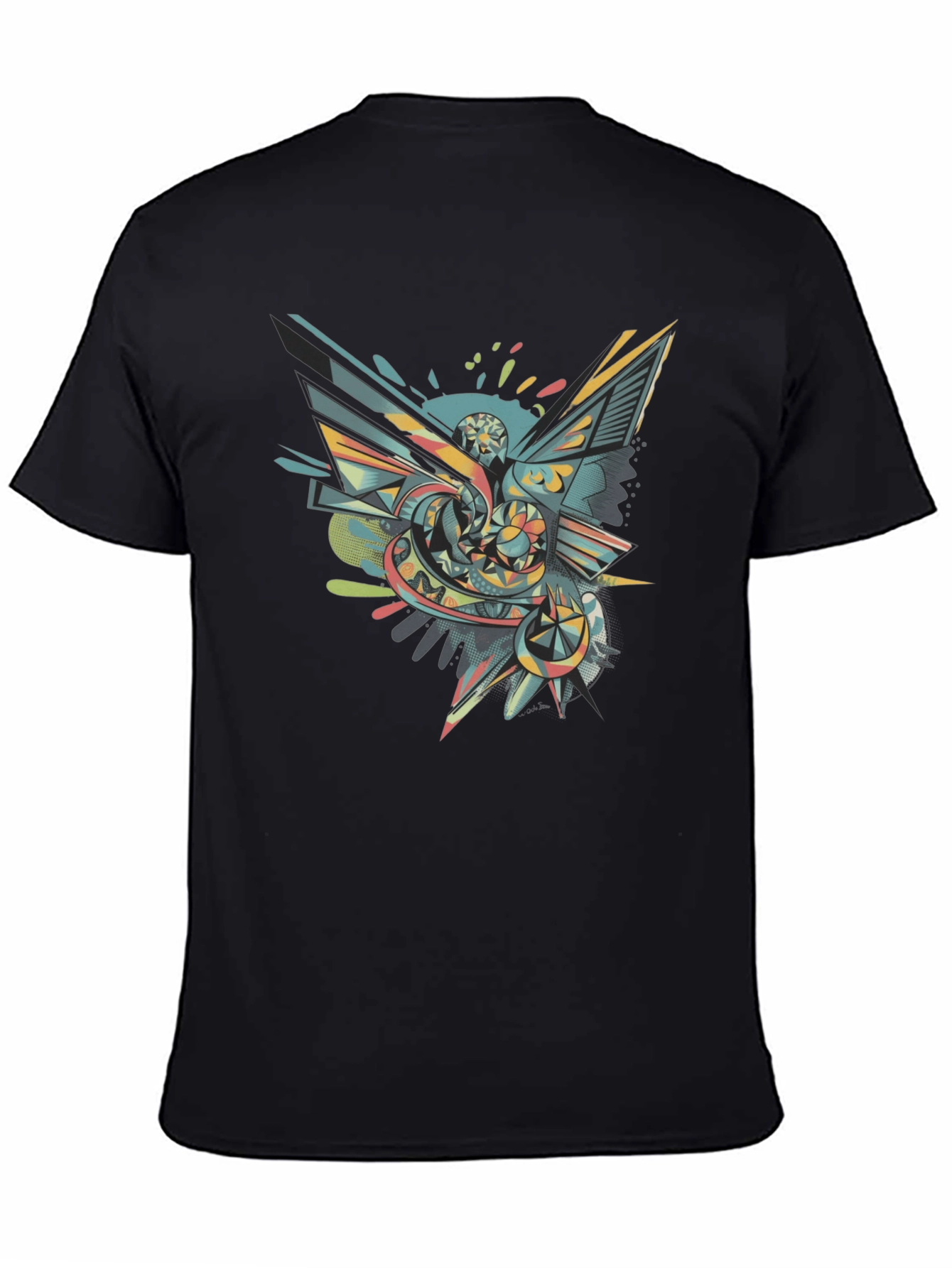 Abstract Graphic Tee - Mens Black Crew Neck