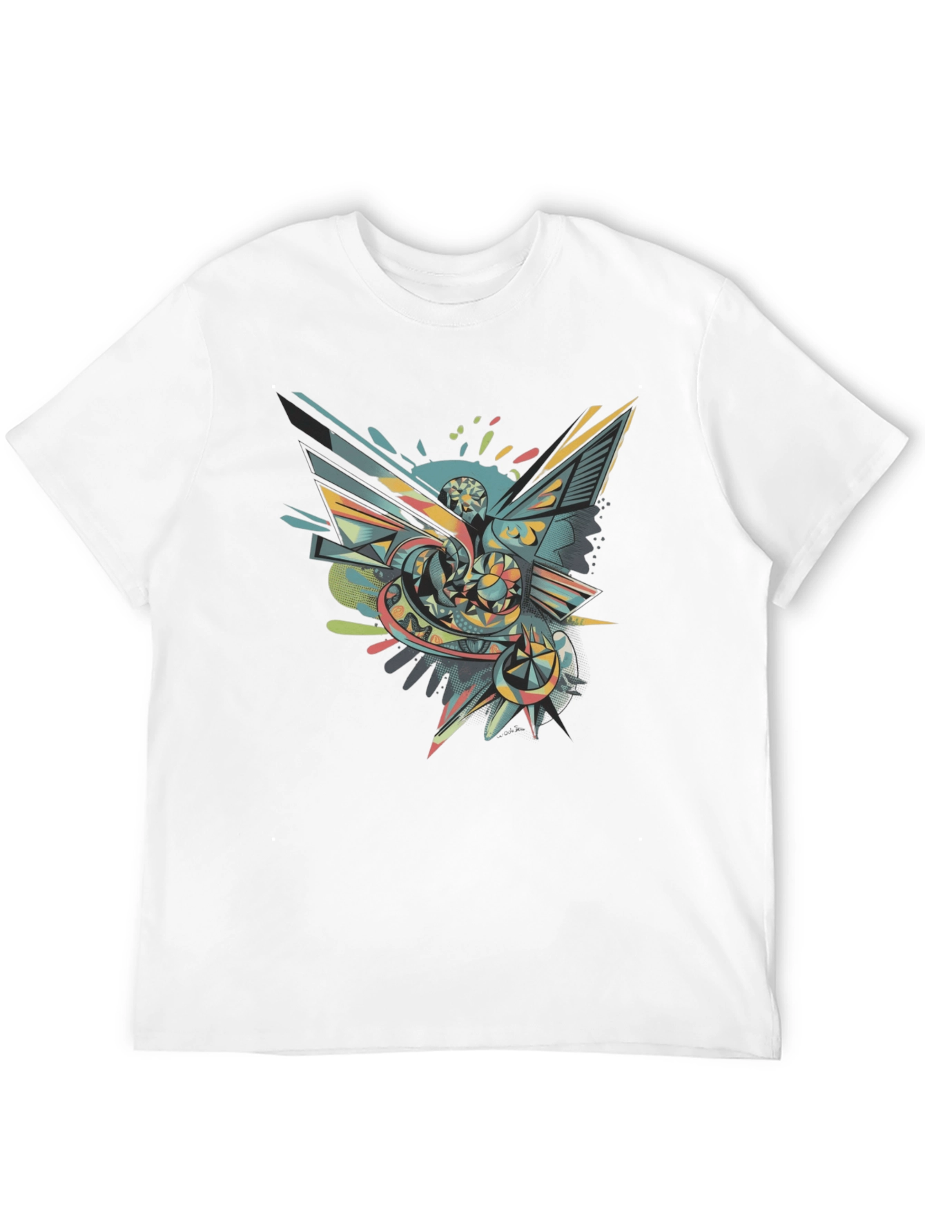 Abstract Graphic Tee - Mens Black Crew Neck