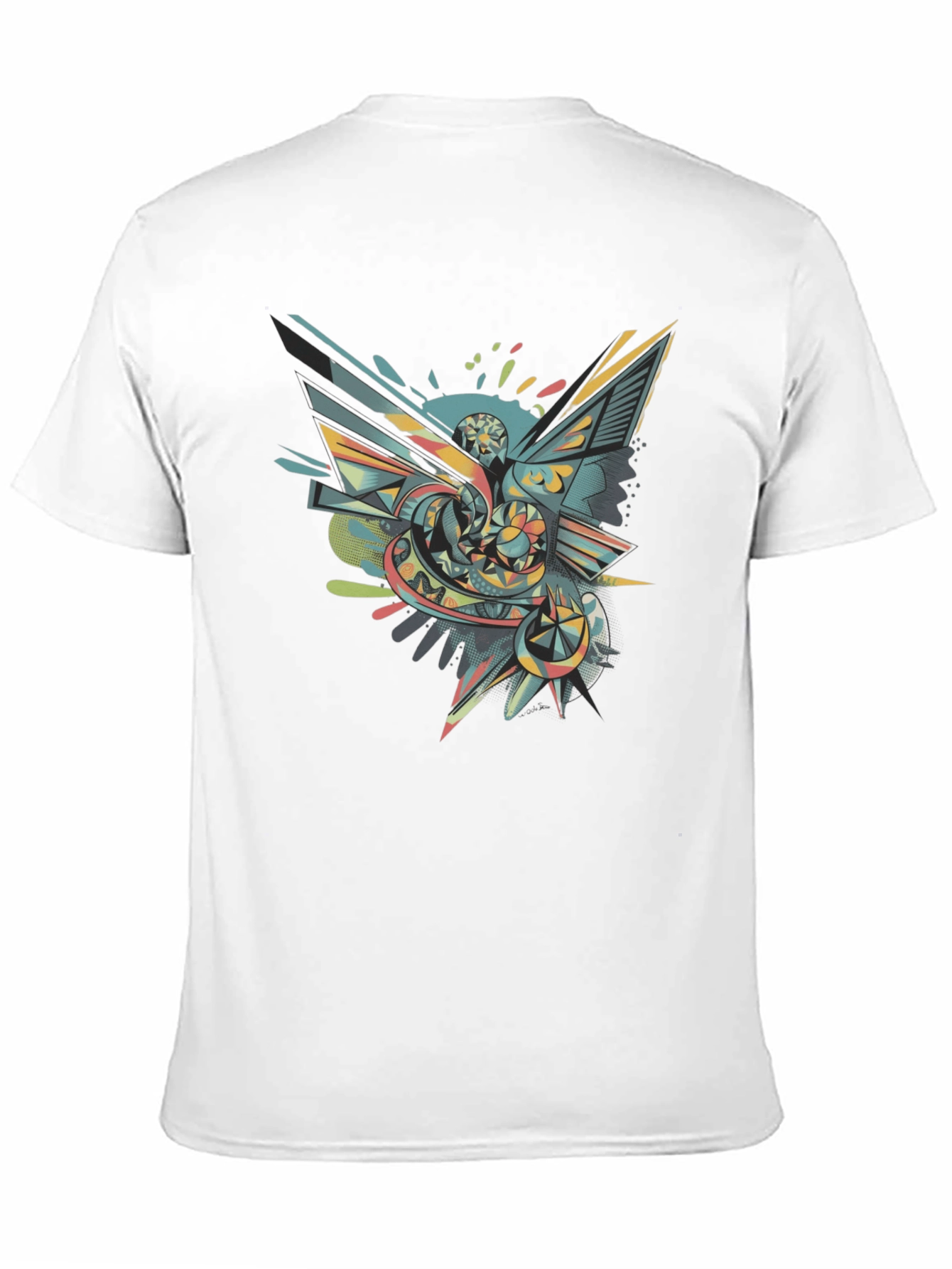 Abstract Graphic Tee - Mens Black Crew Neck