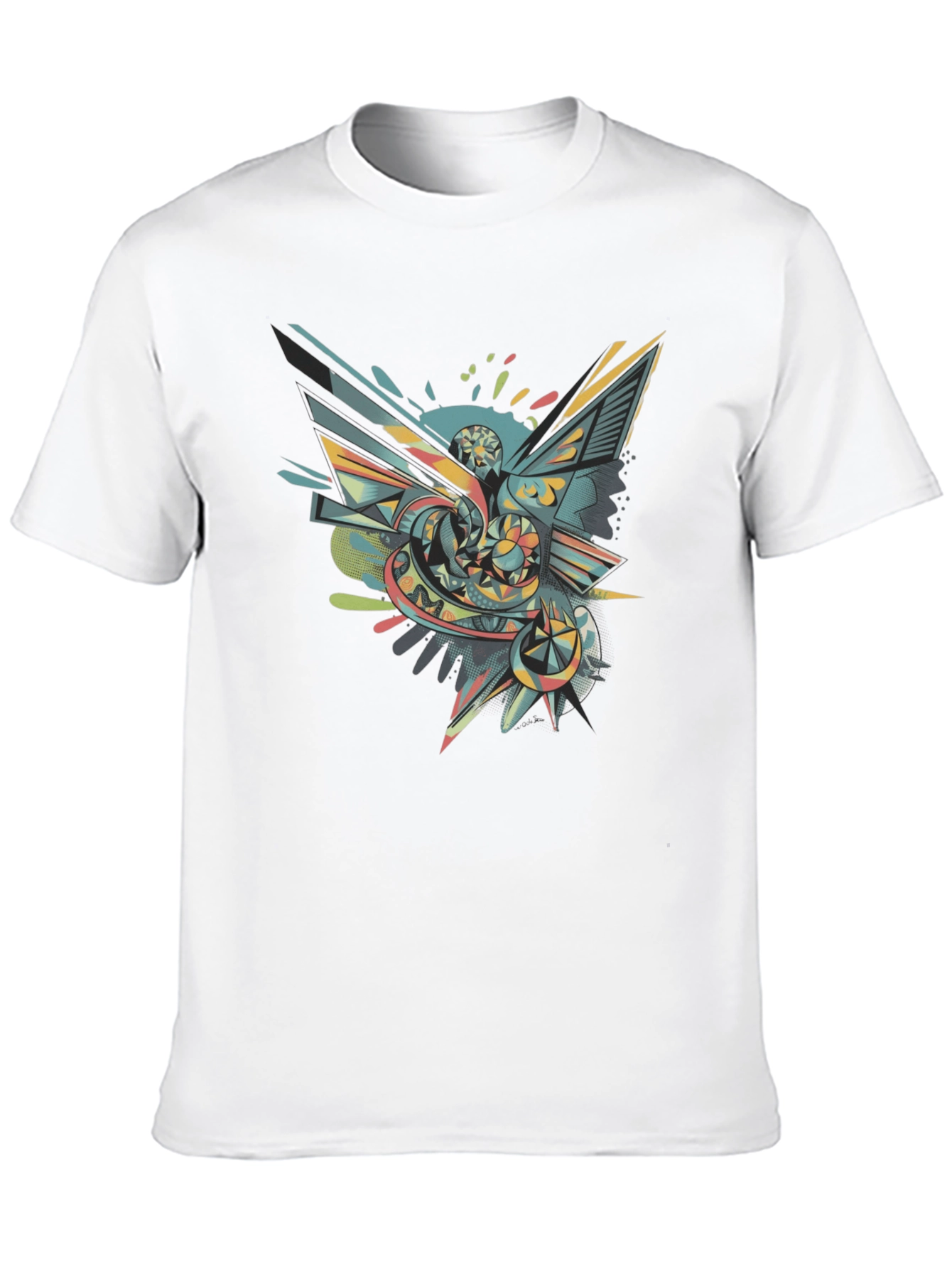 Abstract Graphic Tee - Mens Black Crew Neck