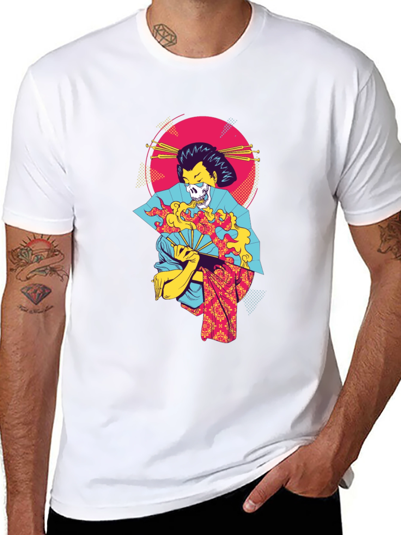 Geisha Skull Graphic Tee - Unique & Edgy Design