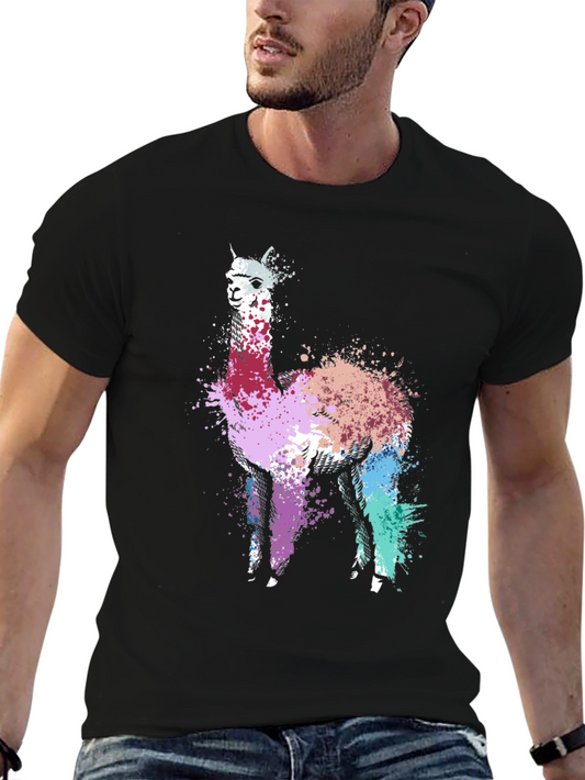Abstract Llama Graphic Tee - Unique Splatter Art T-Shirt