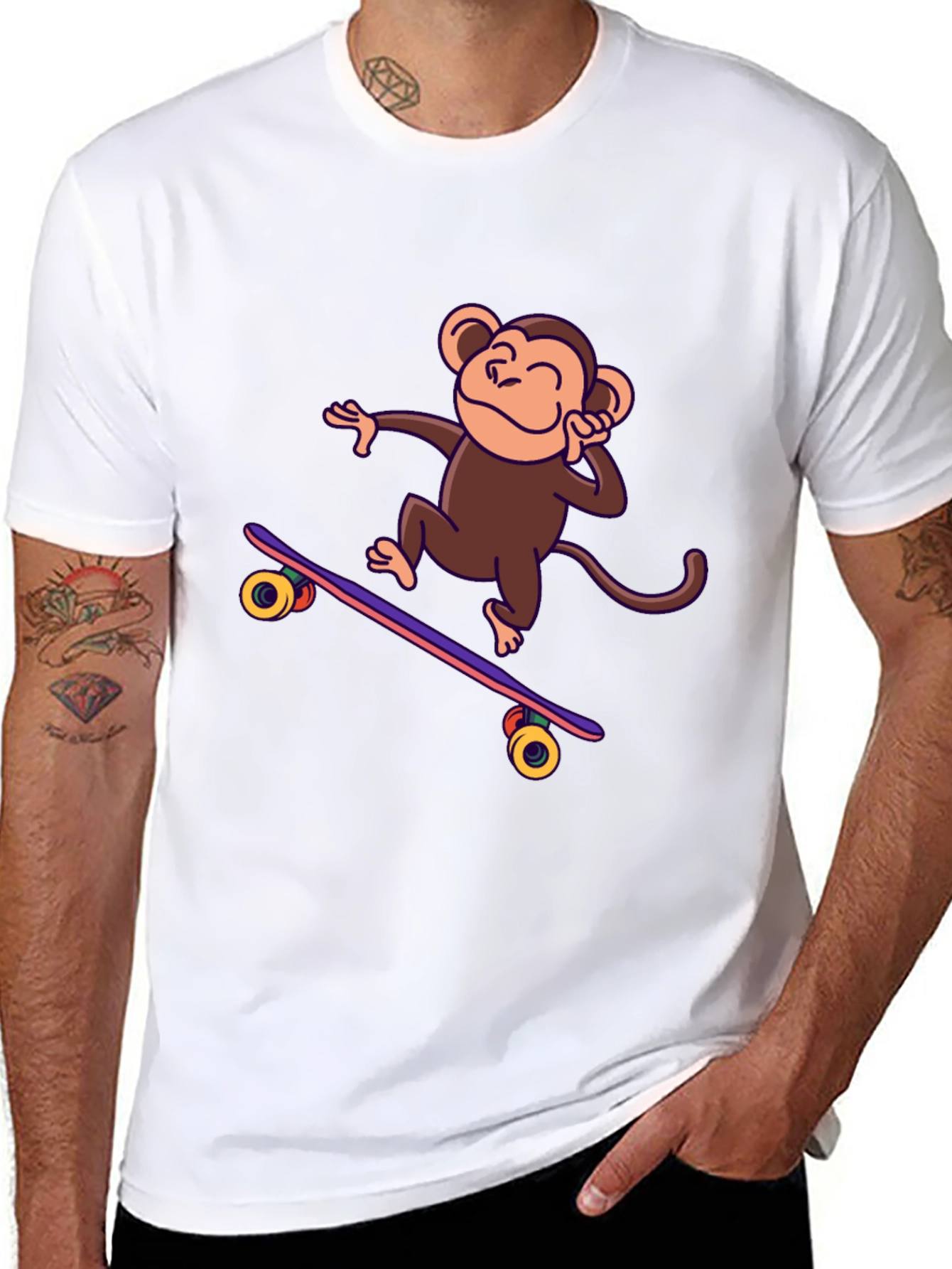 Skateboarding Monkey Graphic Tee - Fun & Stylish!