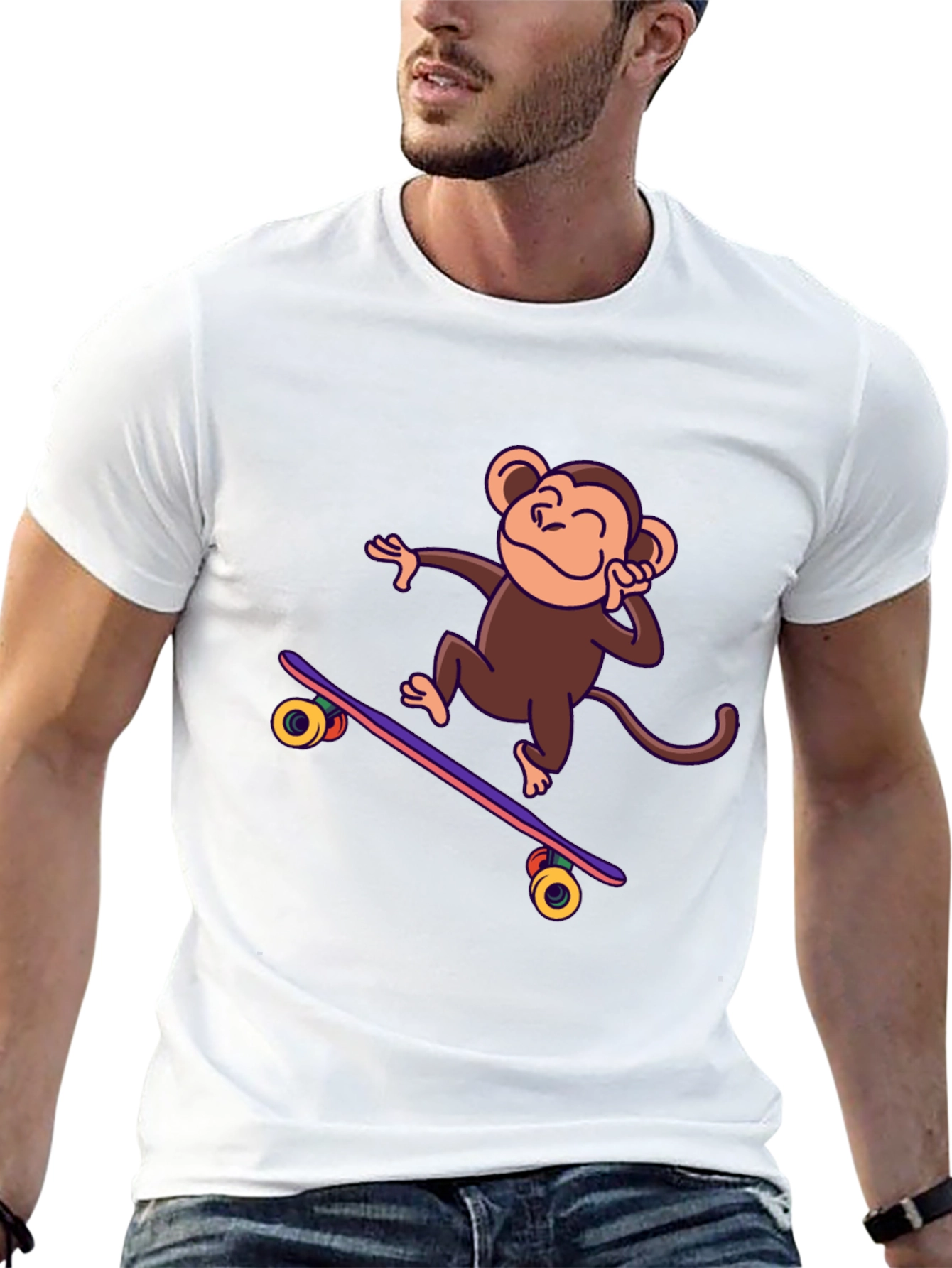 Skateboarding Monkey Graphic Tee - Fun & Stylish!