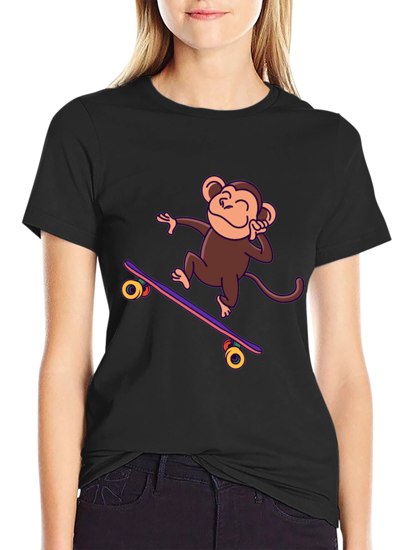 Skateboarding Monkey Graphic Tee - Fun & Stylish!