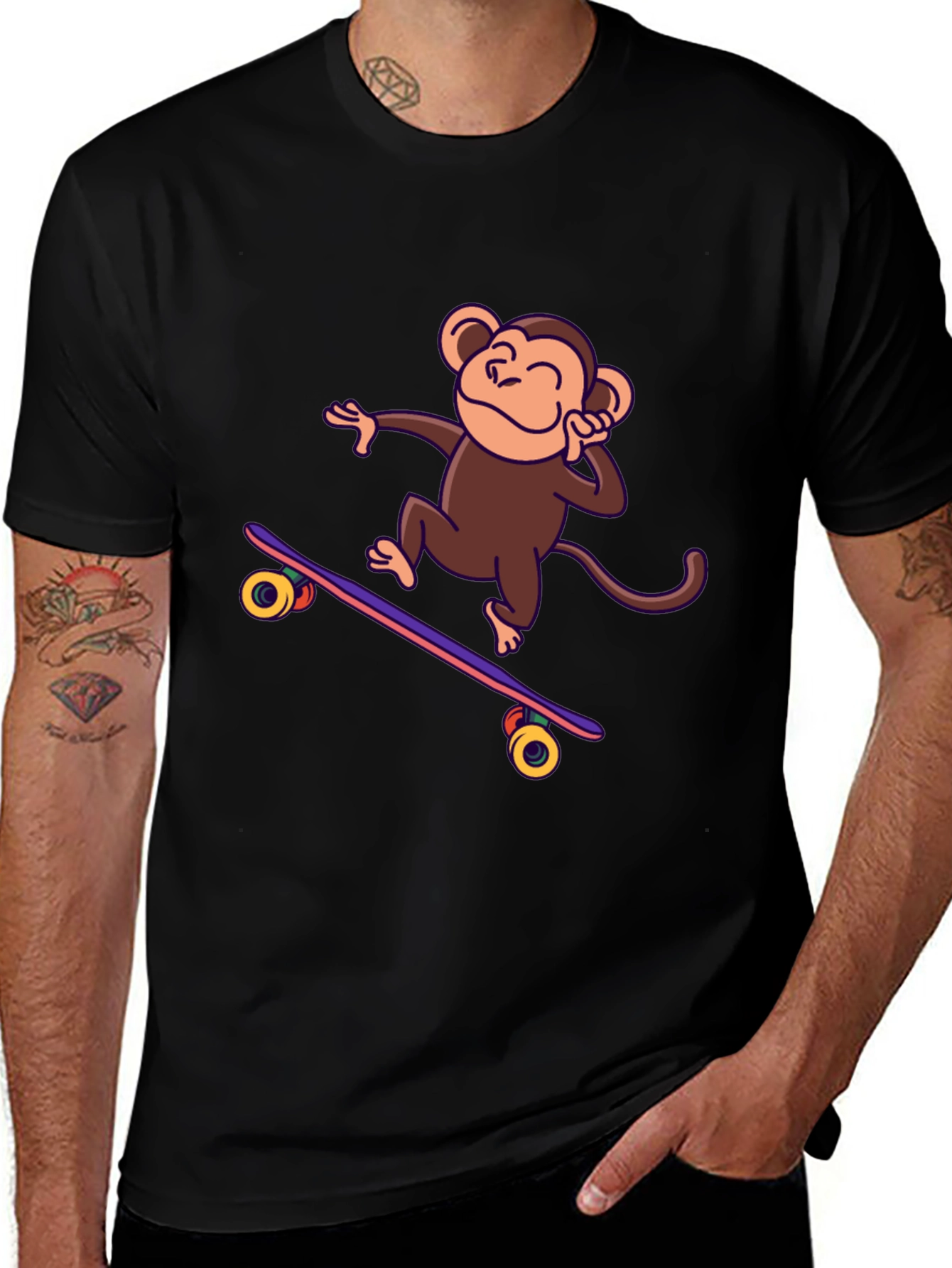 Skateboarding Monkey Graphic Tee - Fun & Stylish!