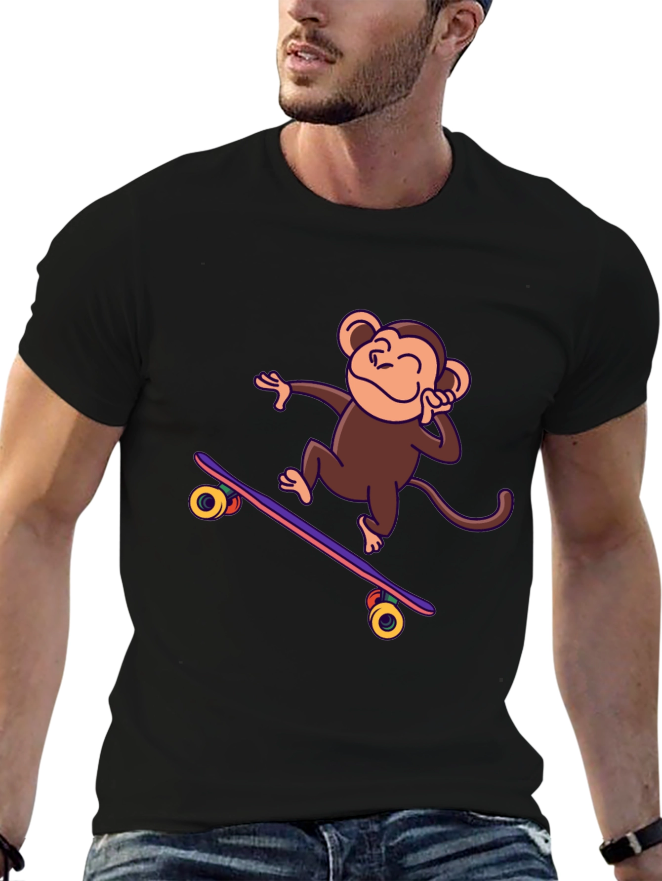 Skateboarding Monkey Graphic Tee - Fun & Stylish!