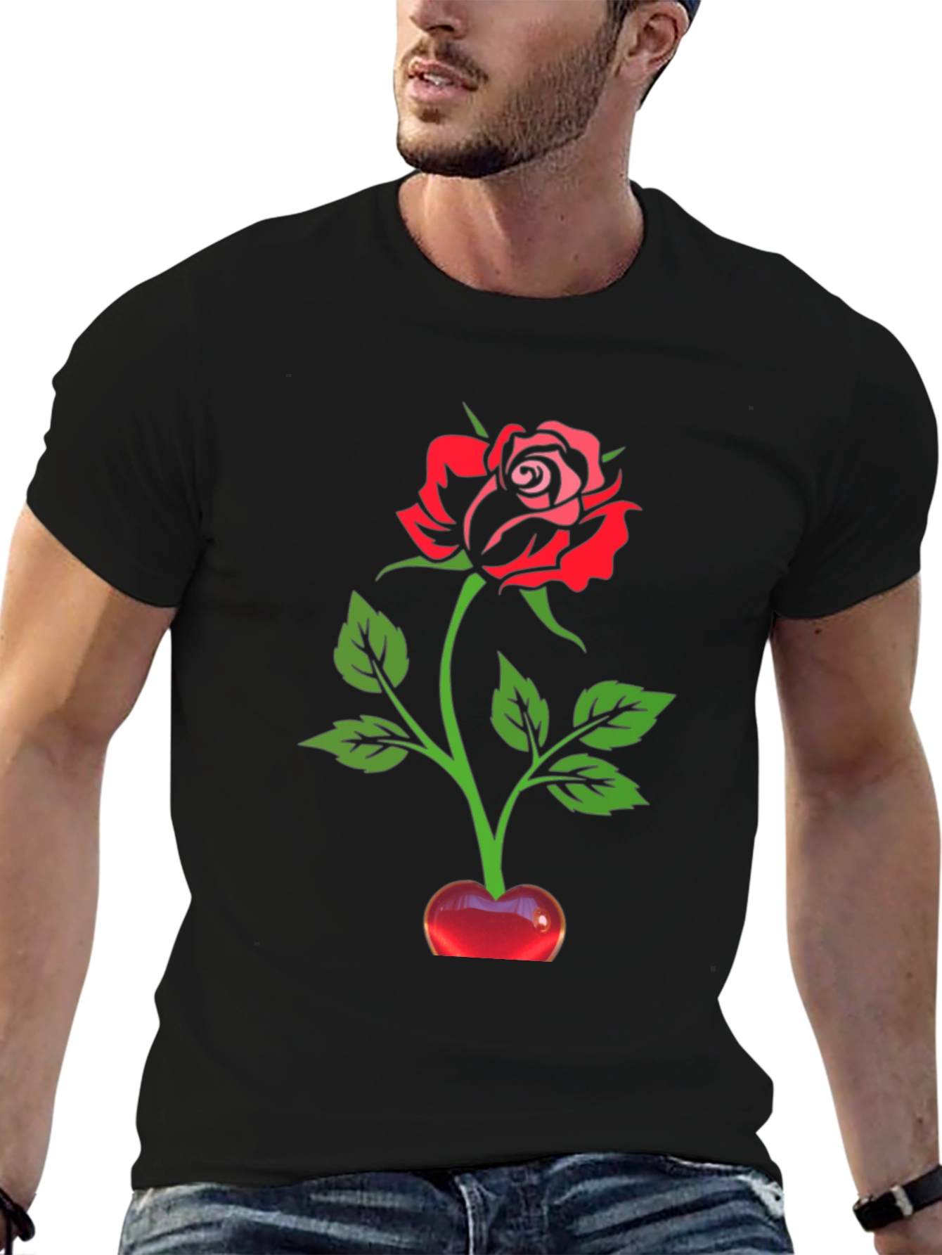 Rose in Cherry Vase Graphic T-Shirt