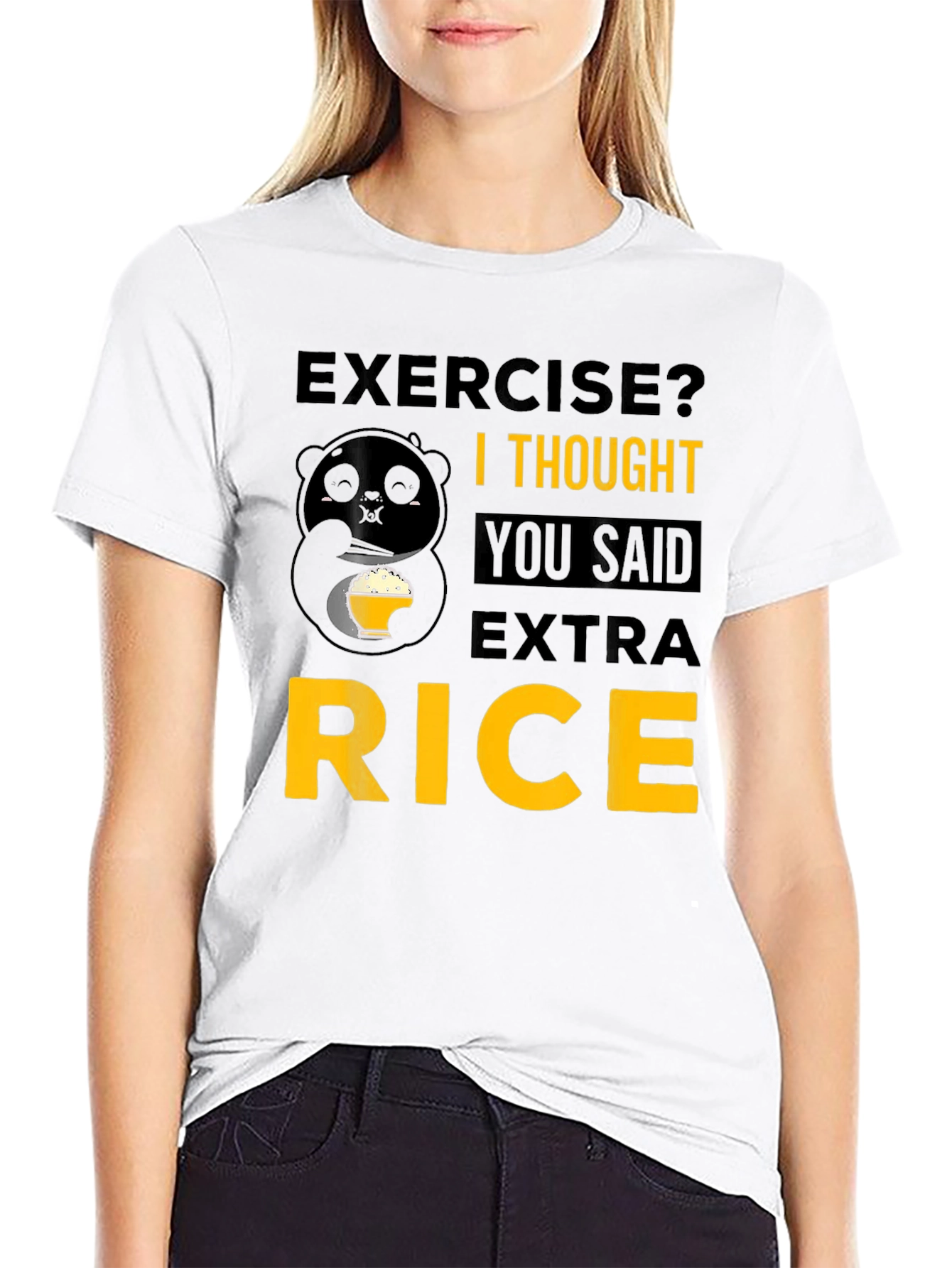 Exercise? Extra Rice Funny Panda T-Shirt