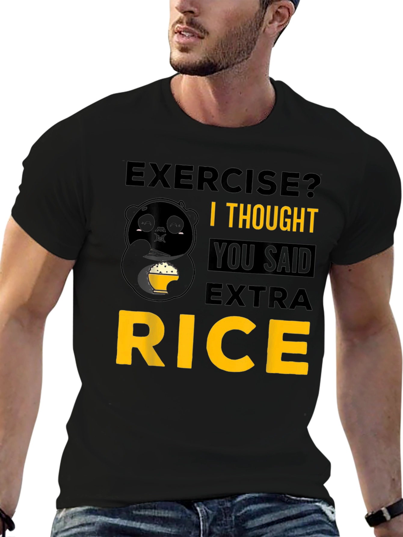 Exercise? Extra Rice Funny Panda T-Shirt